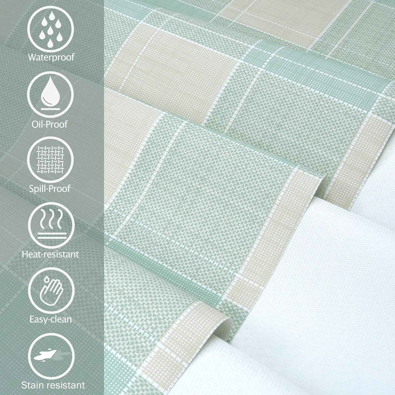 Elegant Green Checkered Tablecloth for Kitchen Dining