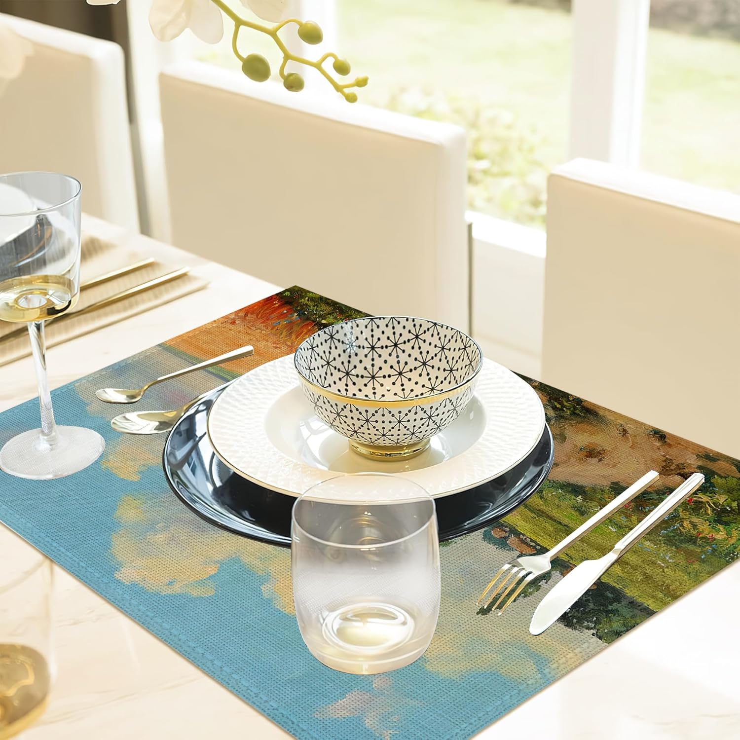 ZIHONSE Oil Painting Placemats Set of 6