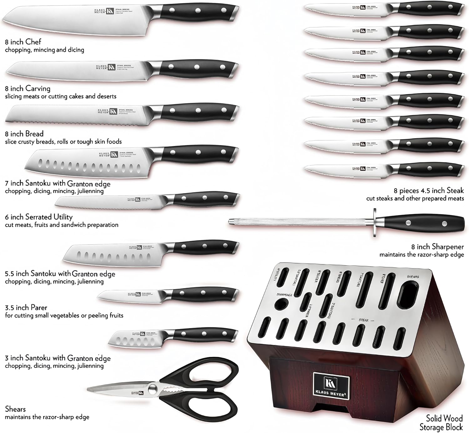 Stahl 19 Piece knife block set