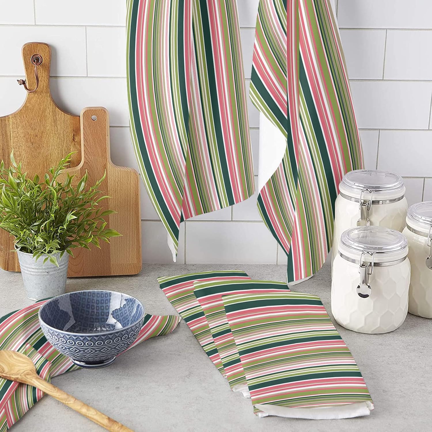 4 Geo Rainbow Kitchen Dish Towels