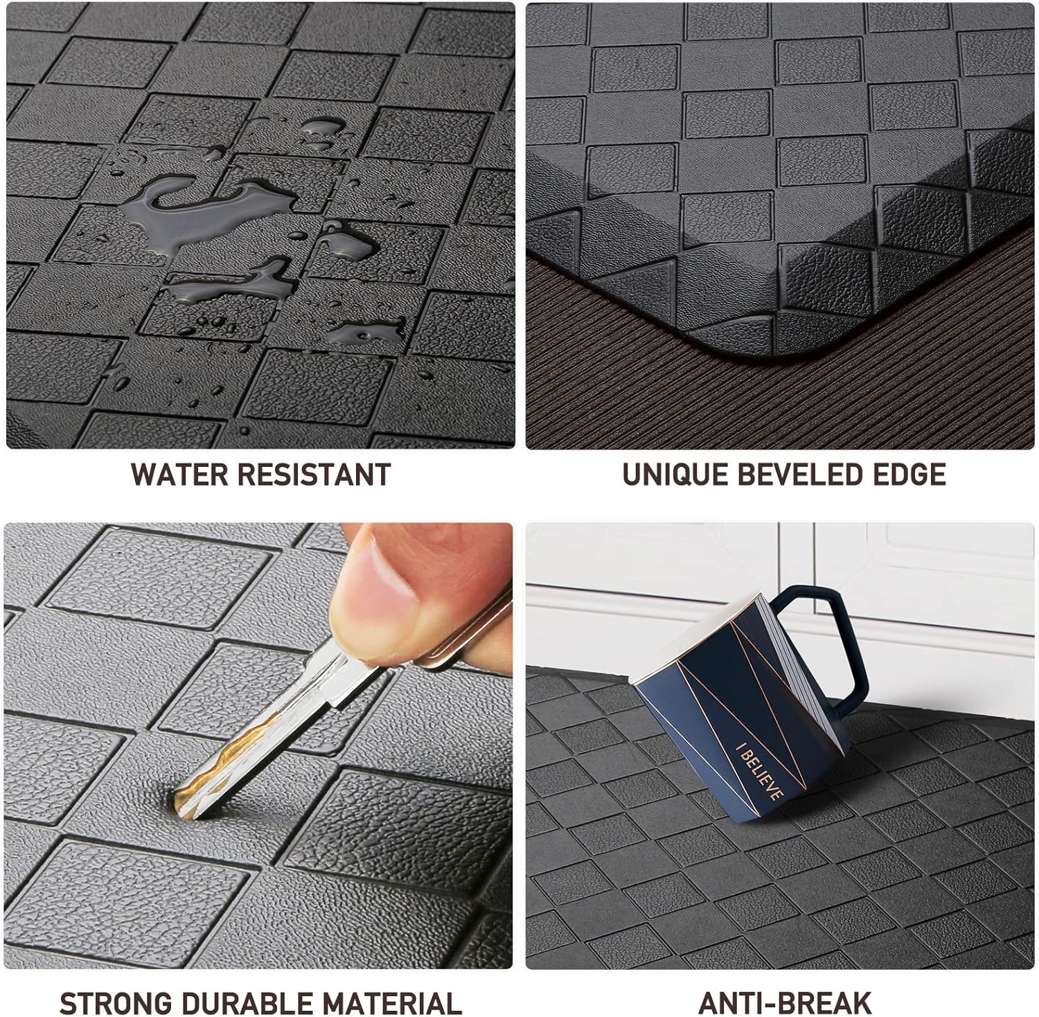HappyTrends Anti-Fatigue Kitchen Mat Waterproof 173x60 Ergonomic