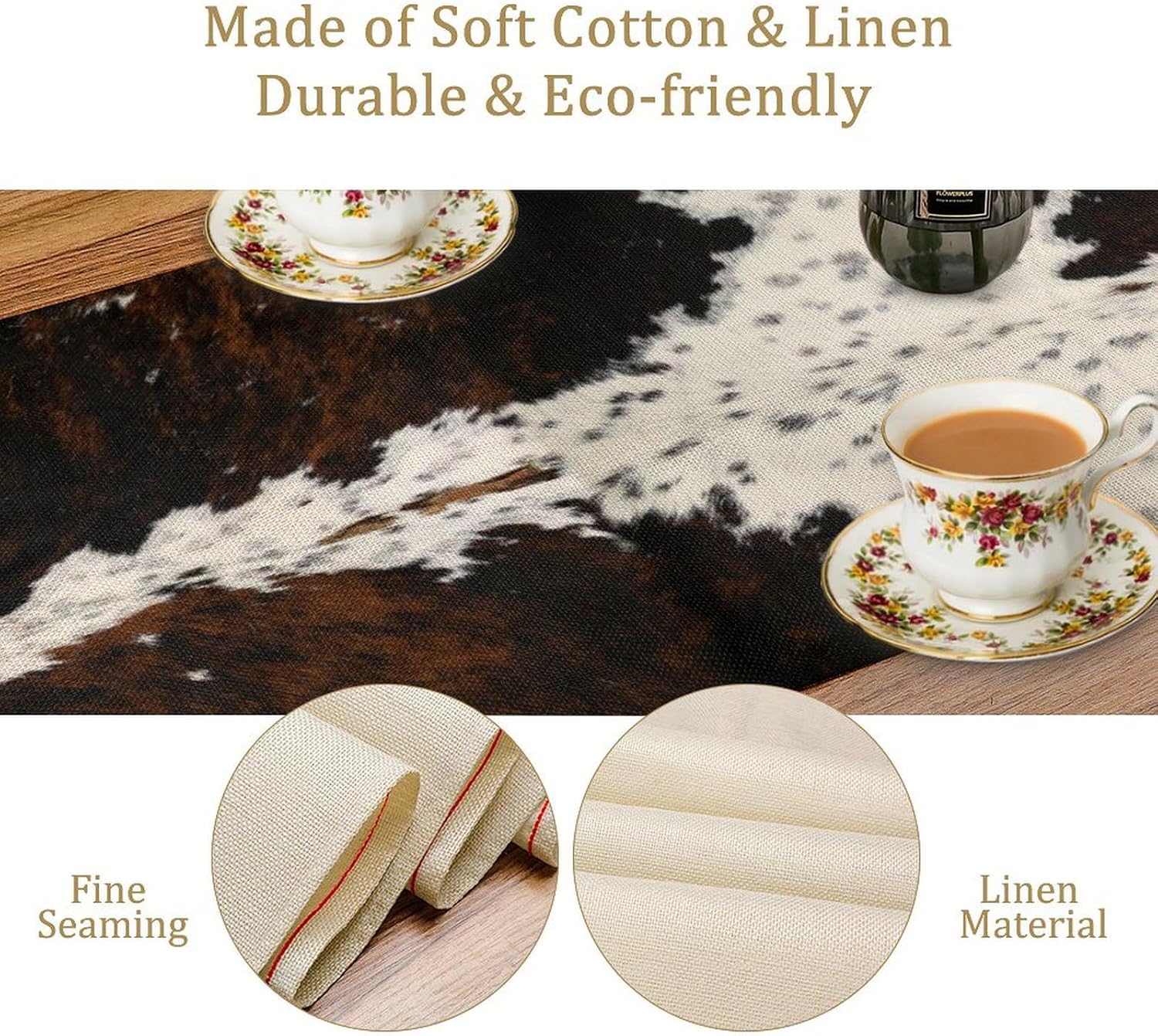 Cotton Cow Print Table Runner