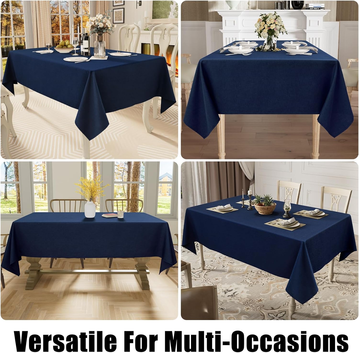 Smiry Water Repellent Tablecloth 52x70-inch Navy
