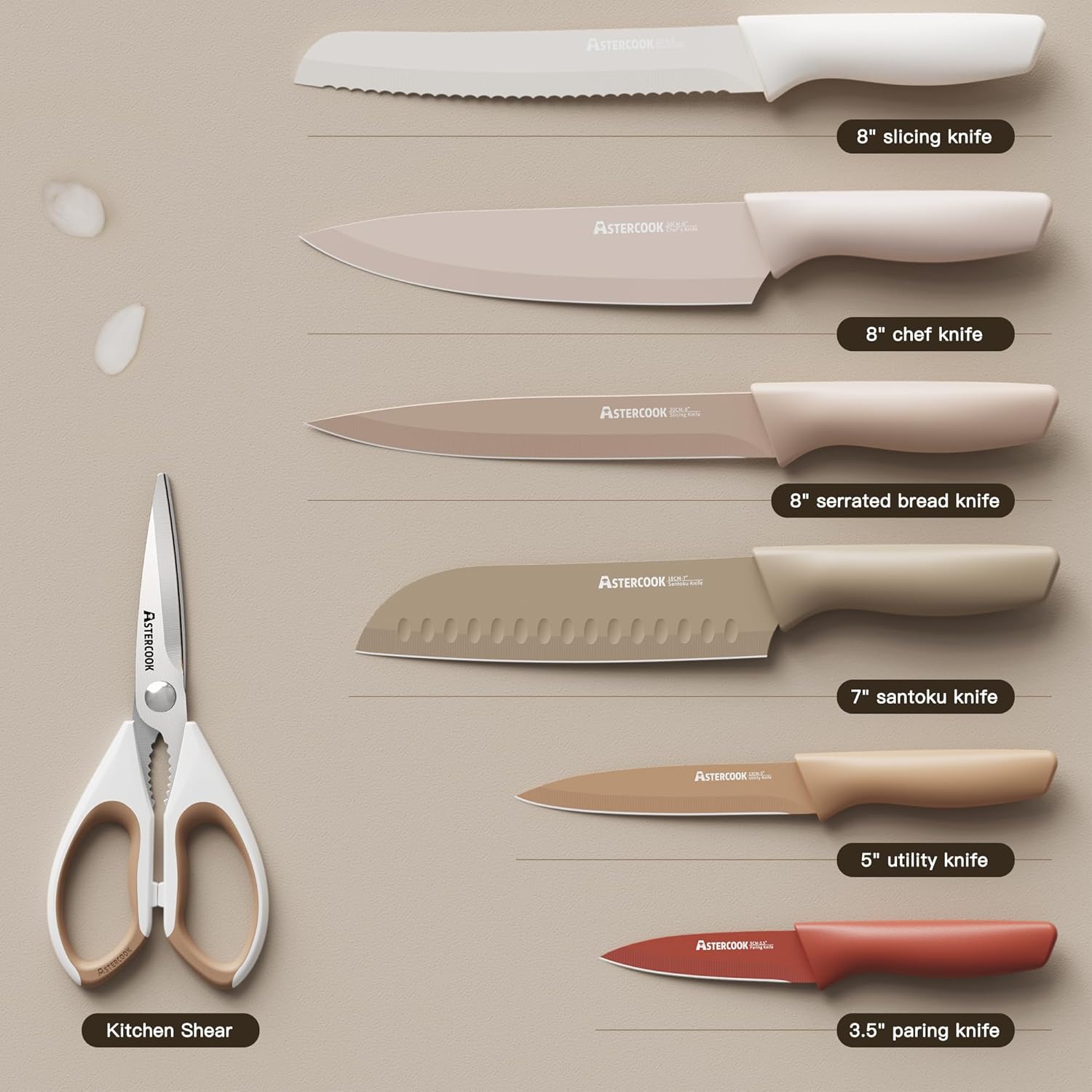 Astercook 13-Piece Knife Set with Anti-Rust Coating