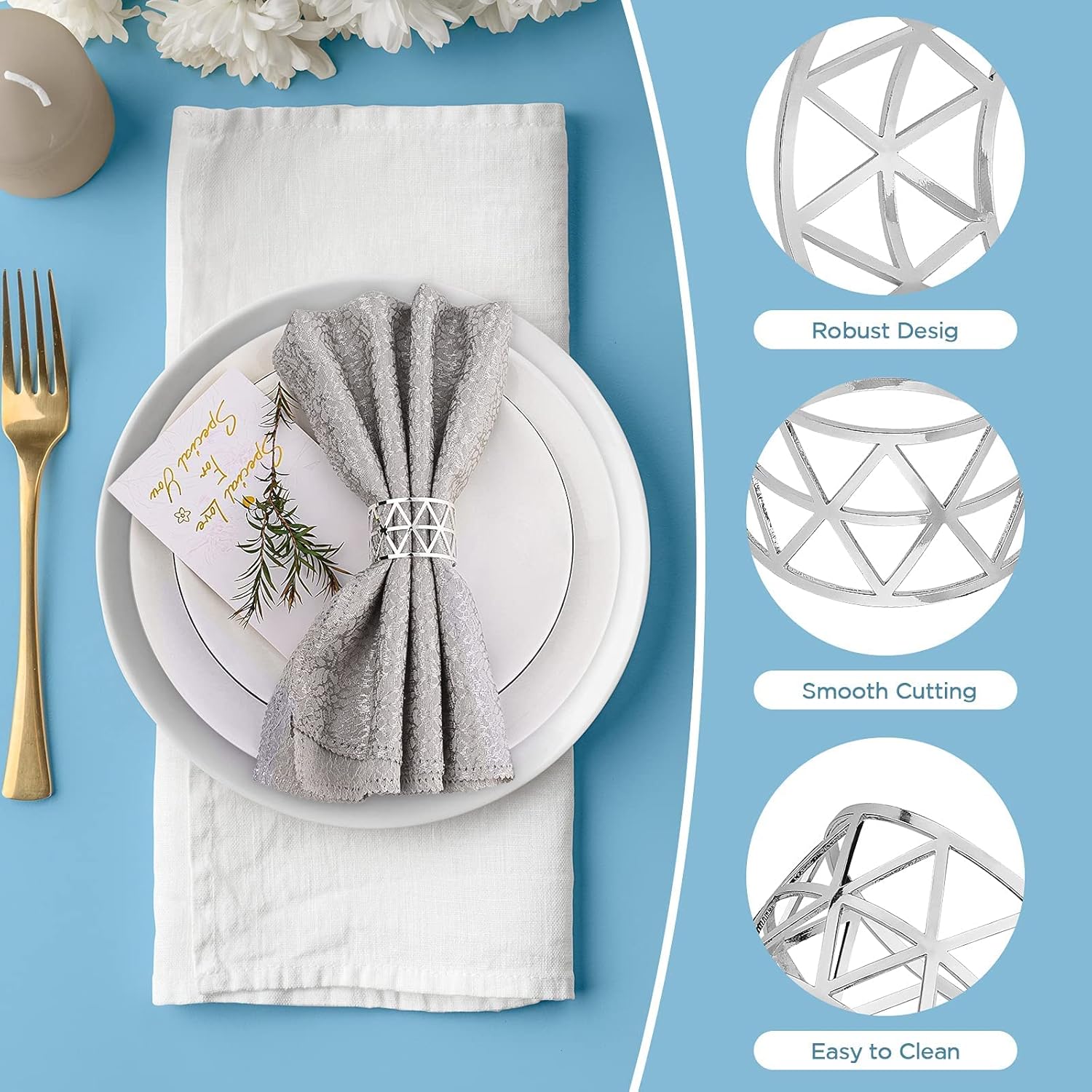 Elegant 12-Piece Silver Napkin Rings Set for Table Setting