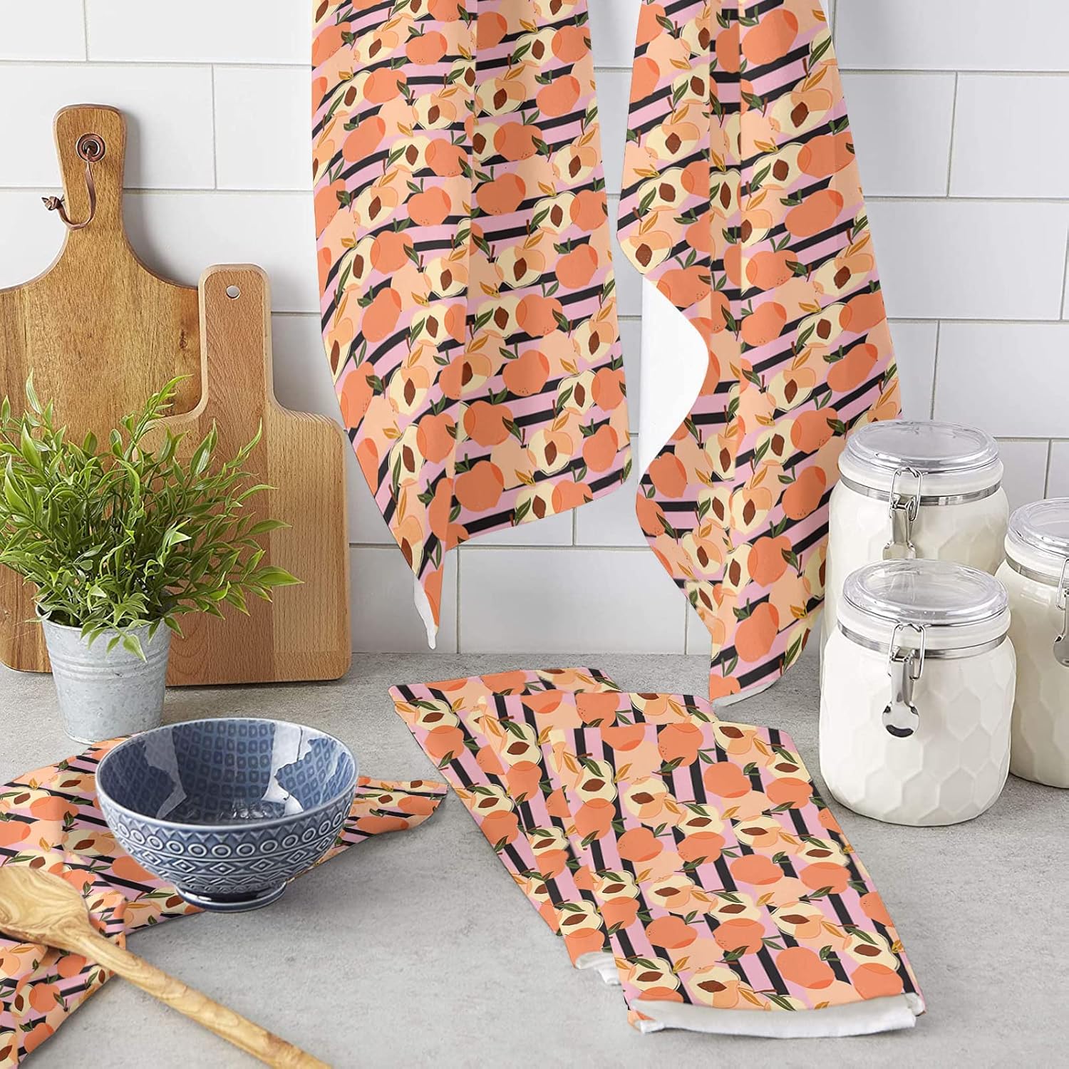 ZOE GARDEN - Peach Stripes Absorbent Kitchen Towels