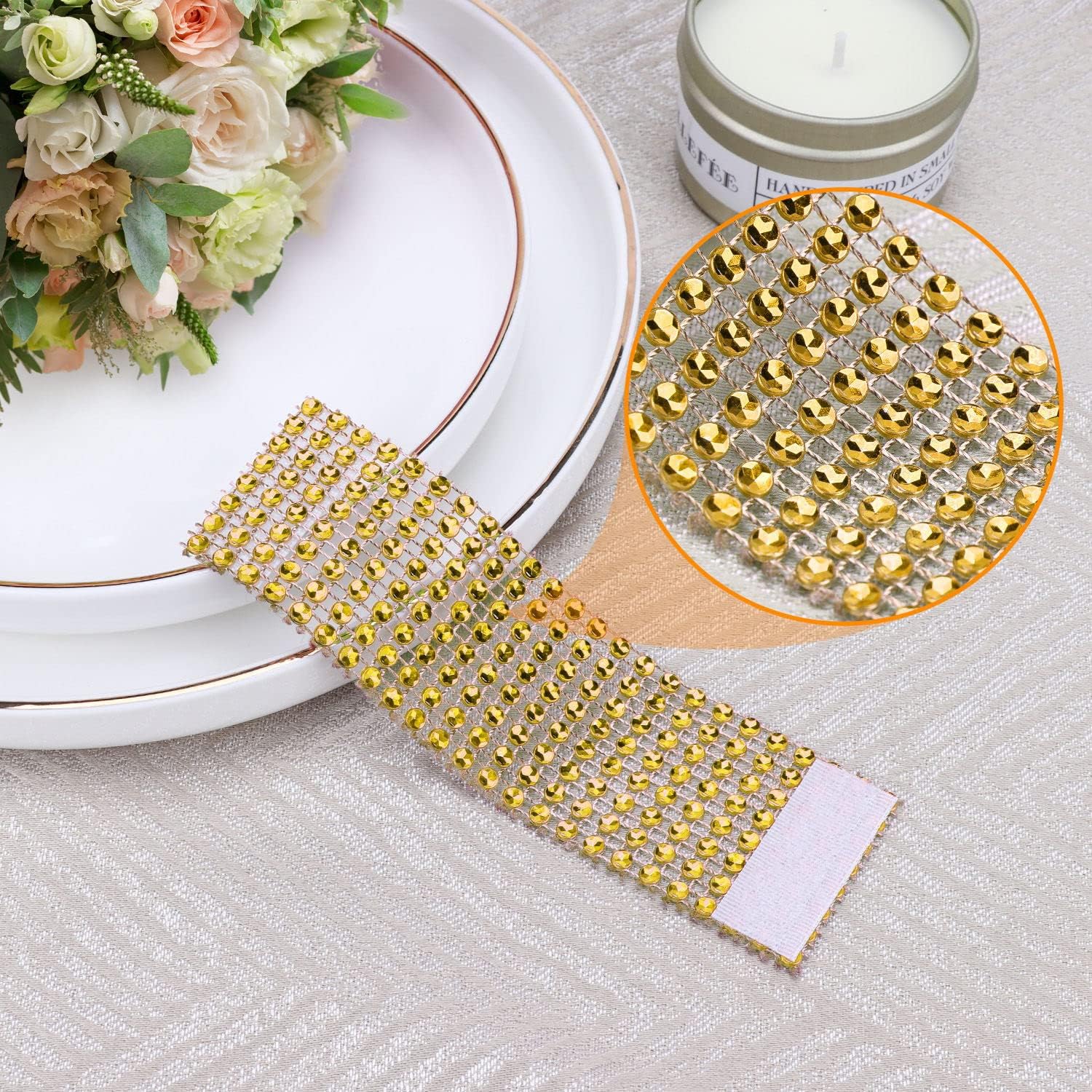 Bling Napkin Rings Set of 150 Rhinestone Gold Napkin Holder