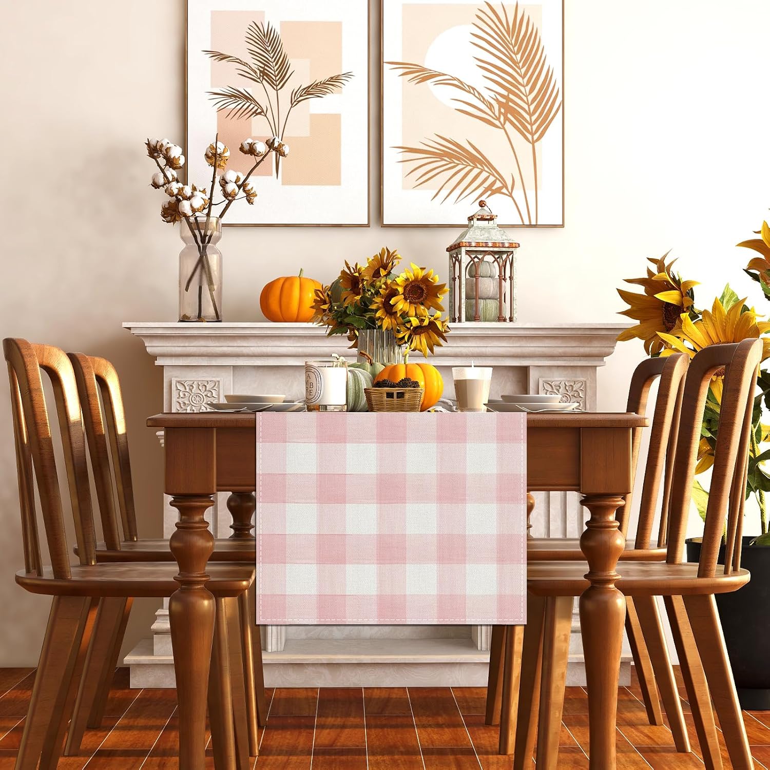 Gingham Tablecloth for Kitchen - Soft and Durable Heat Resistant 13x90
