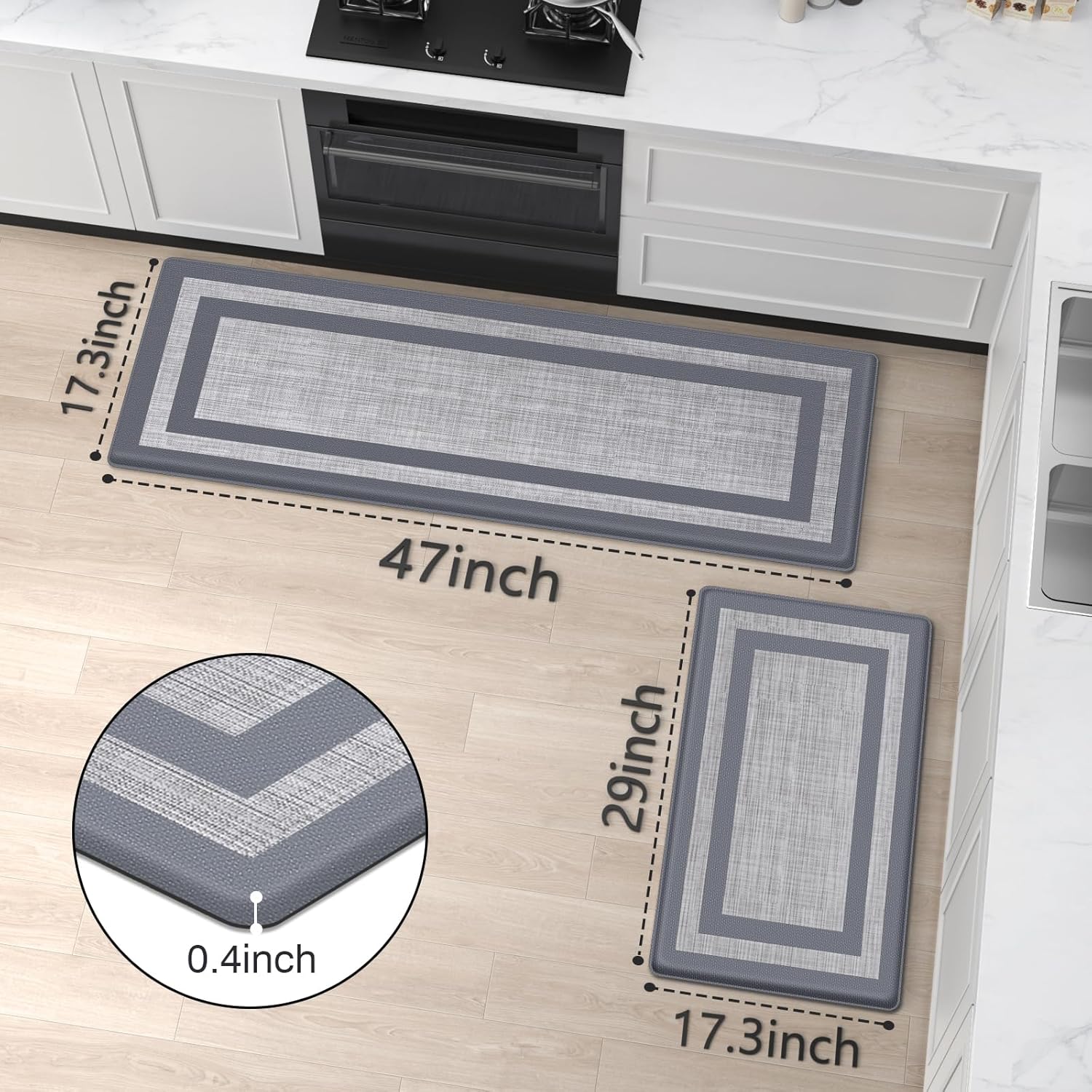 LuxStep Kitchen Mat Set - Durable Comfortable Kitchen Rugs for Home Office
