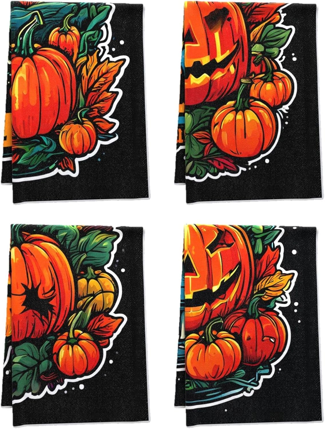 Oeught Fall Kitchen Towel Set - 4Pcs Acorn Pumpkin Print