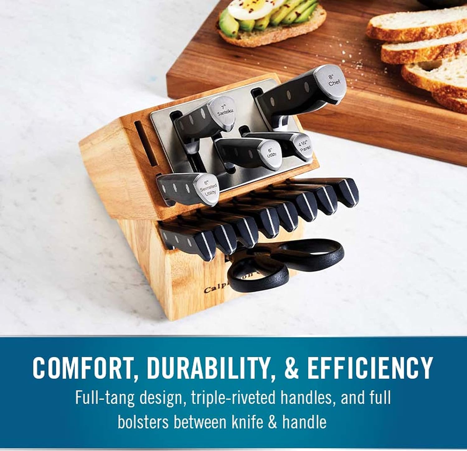 Calphalon Kitchen Knife Set with Self-Sharpening Block Sharp for Life