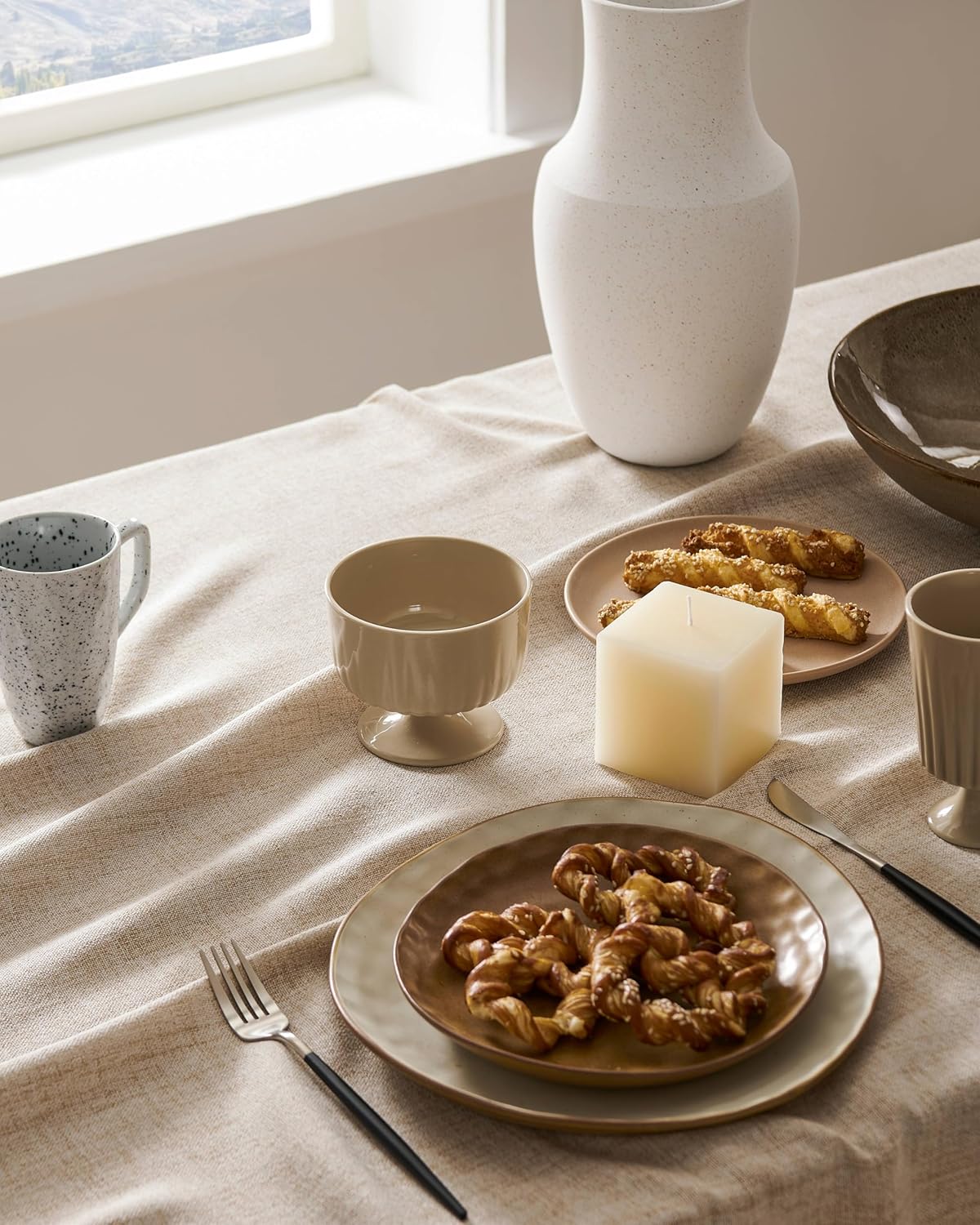 Muted Color Linen TableclothFarmhouse Style