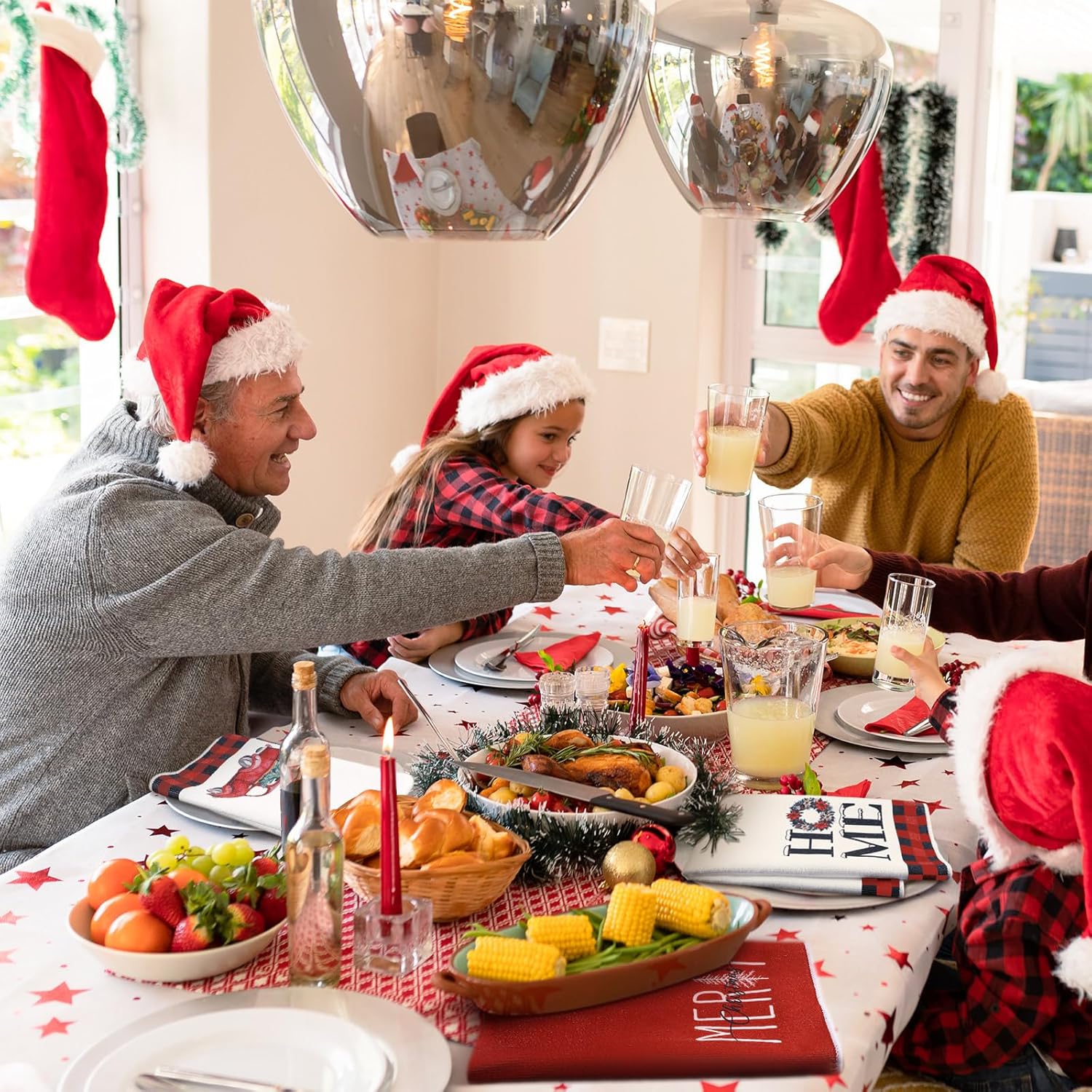 Bencailor 4-Piece Xmas Kitchen Towels Buffaloo Plaid