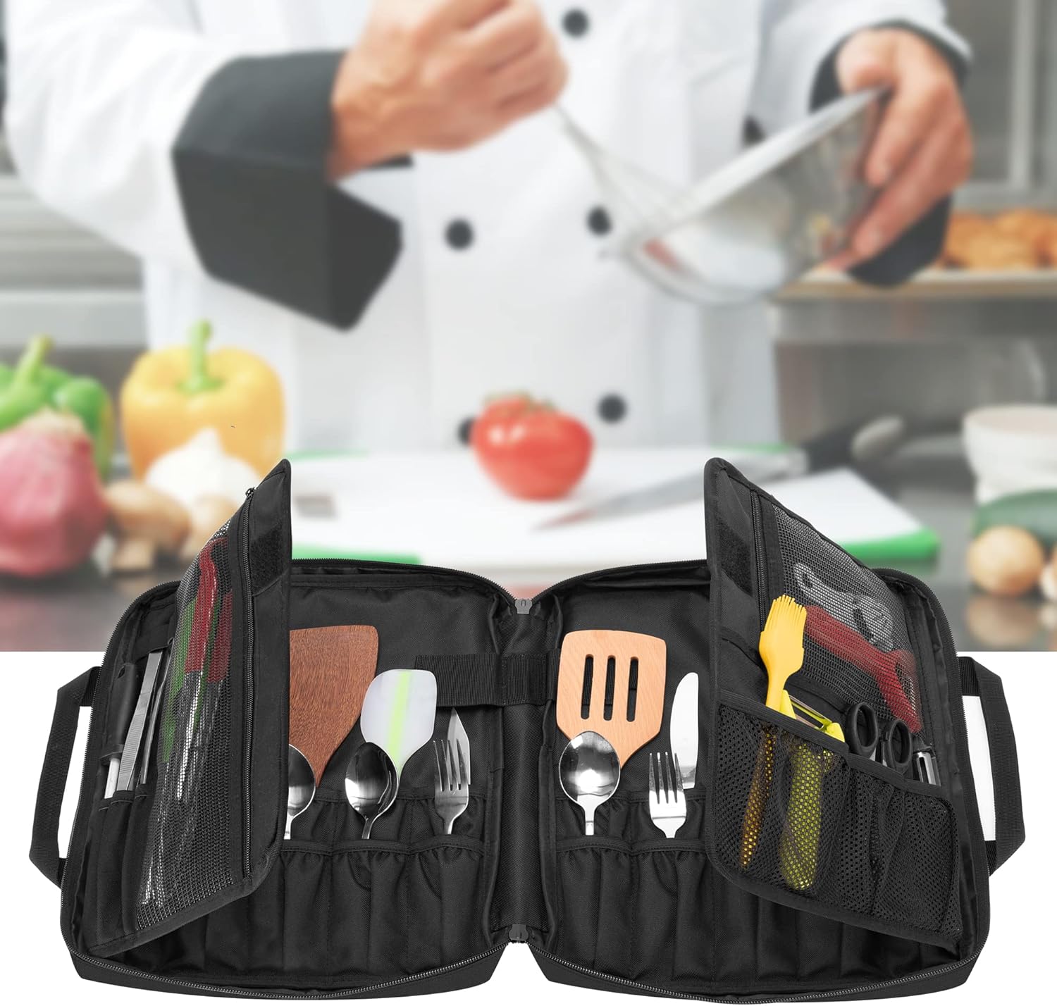 Samdew Chef Knife Bag with 20 Slots and Lockhole 1