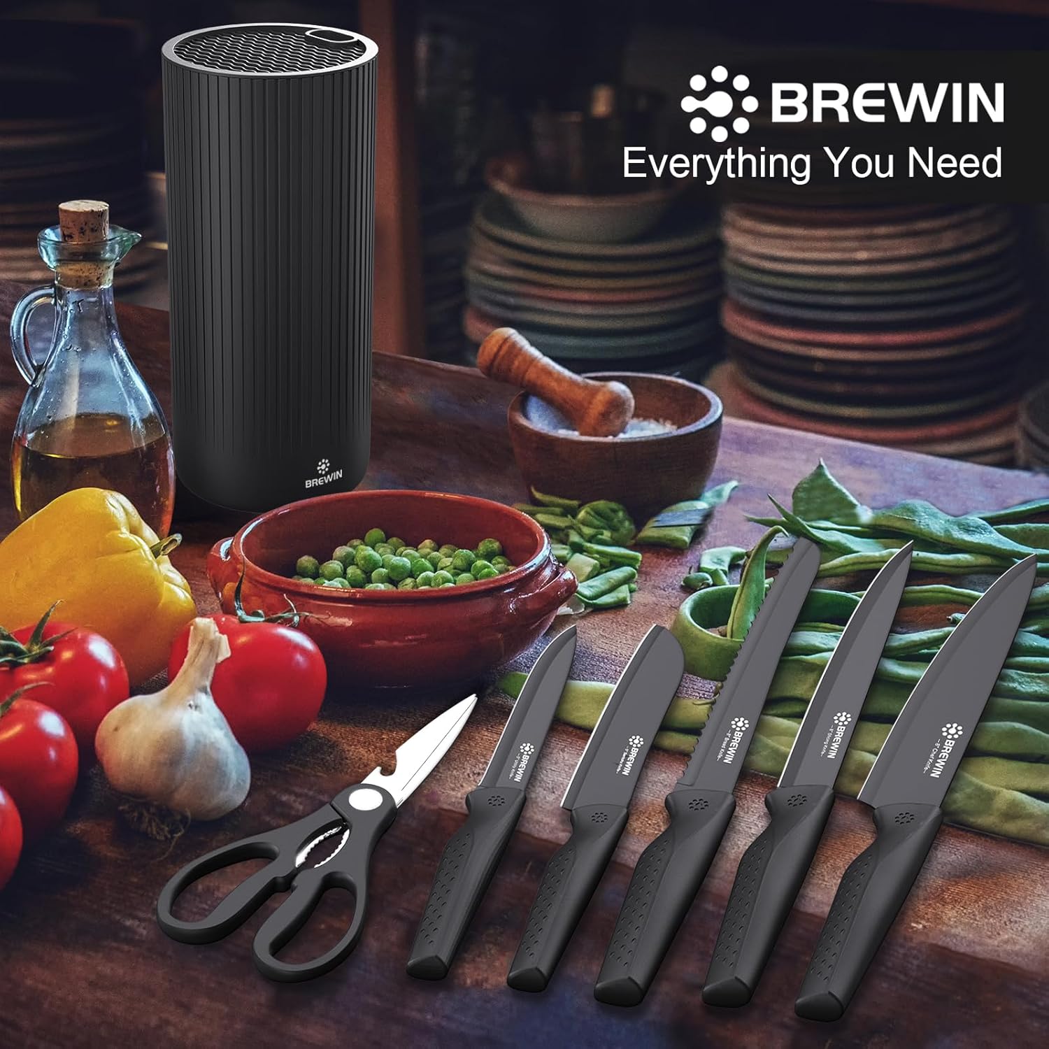 Brewin Kitchen Knife Set All-In-One Knife Block for Home Kitchen
