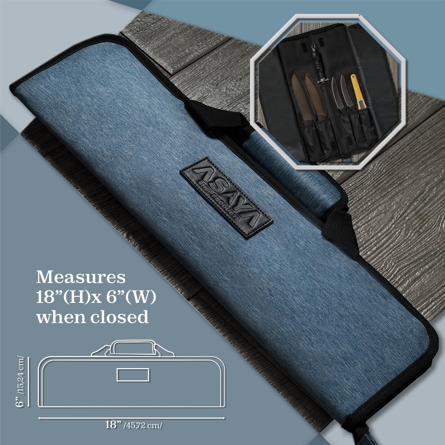 Asaya Chef Knife Roll Bag 12-Pocket Durable Kitchen Tool for Travelers