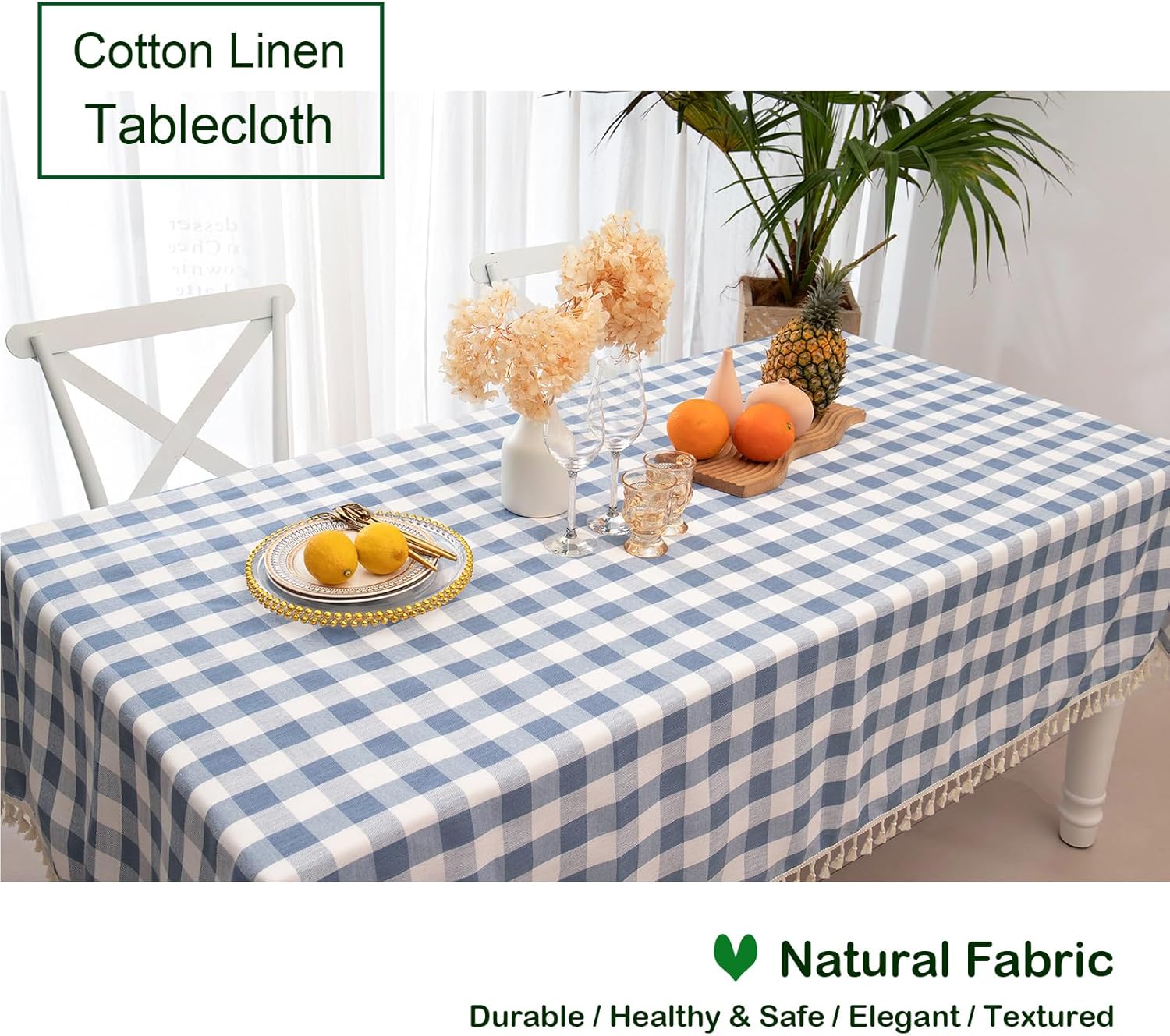 Midsummer Breeze - 55x84 Heavy Weight Checkered Gingham Tablecloth for Spring Summer