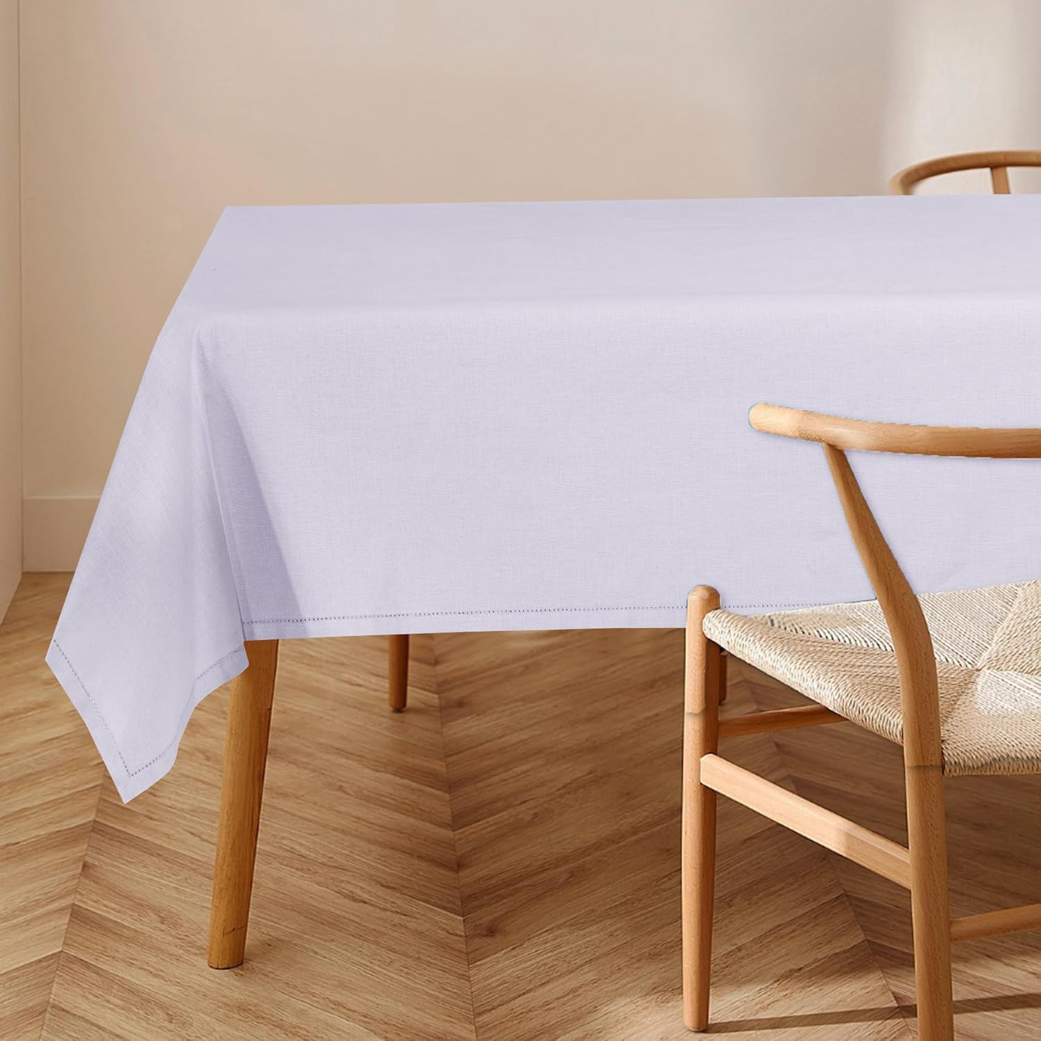 RUVANTI 84x60 Premium Linen Tablecloth Machine Washable Lavender Grey