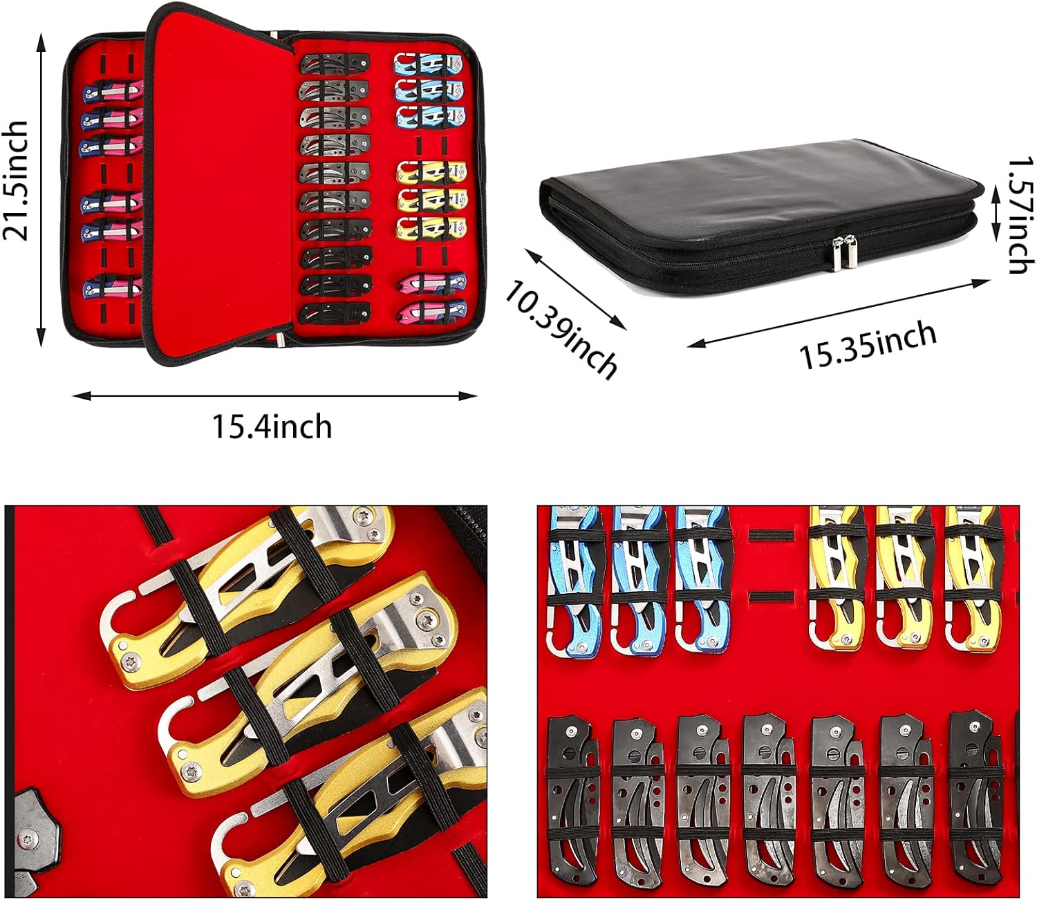 QEES Multi-Purpose Knife Storage Case - 40 Slot Organizer for Men