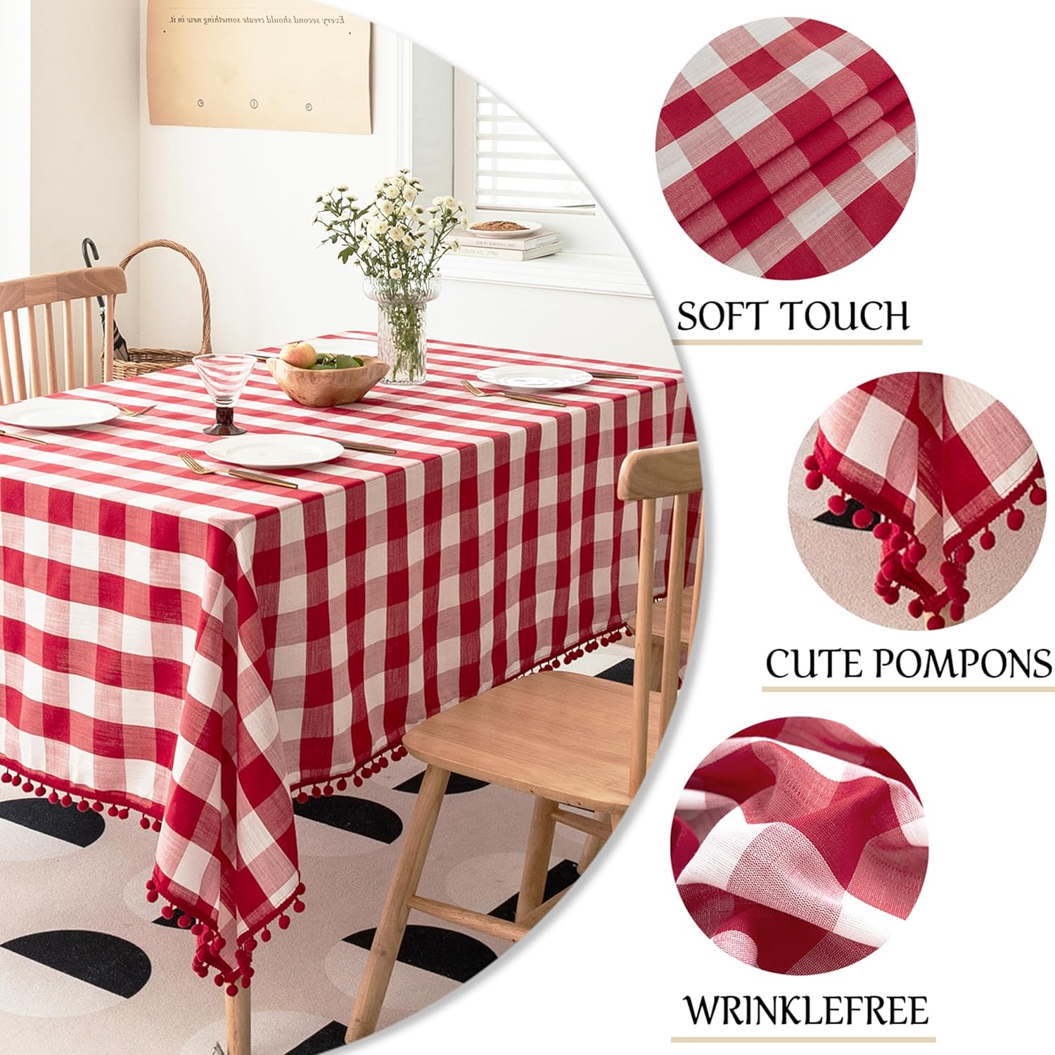 Jubilantex 60x108 Checkered Tablecloth