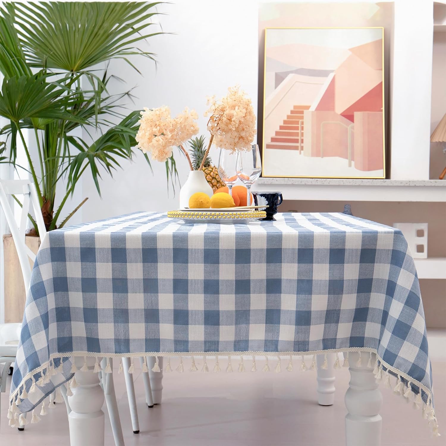 Midsummer Breeze - 55x84 Heavy Weight Checkered Gingham Tablecloth for Spring Summer
