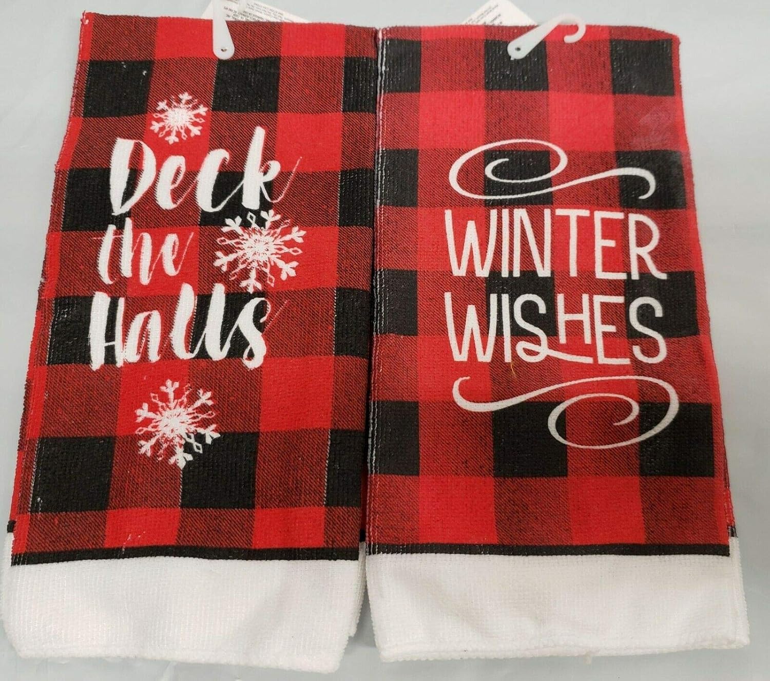 Christmas Winter Home 2 Different Printed Microfiber Towels Deck the Halls