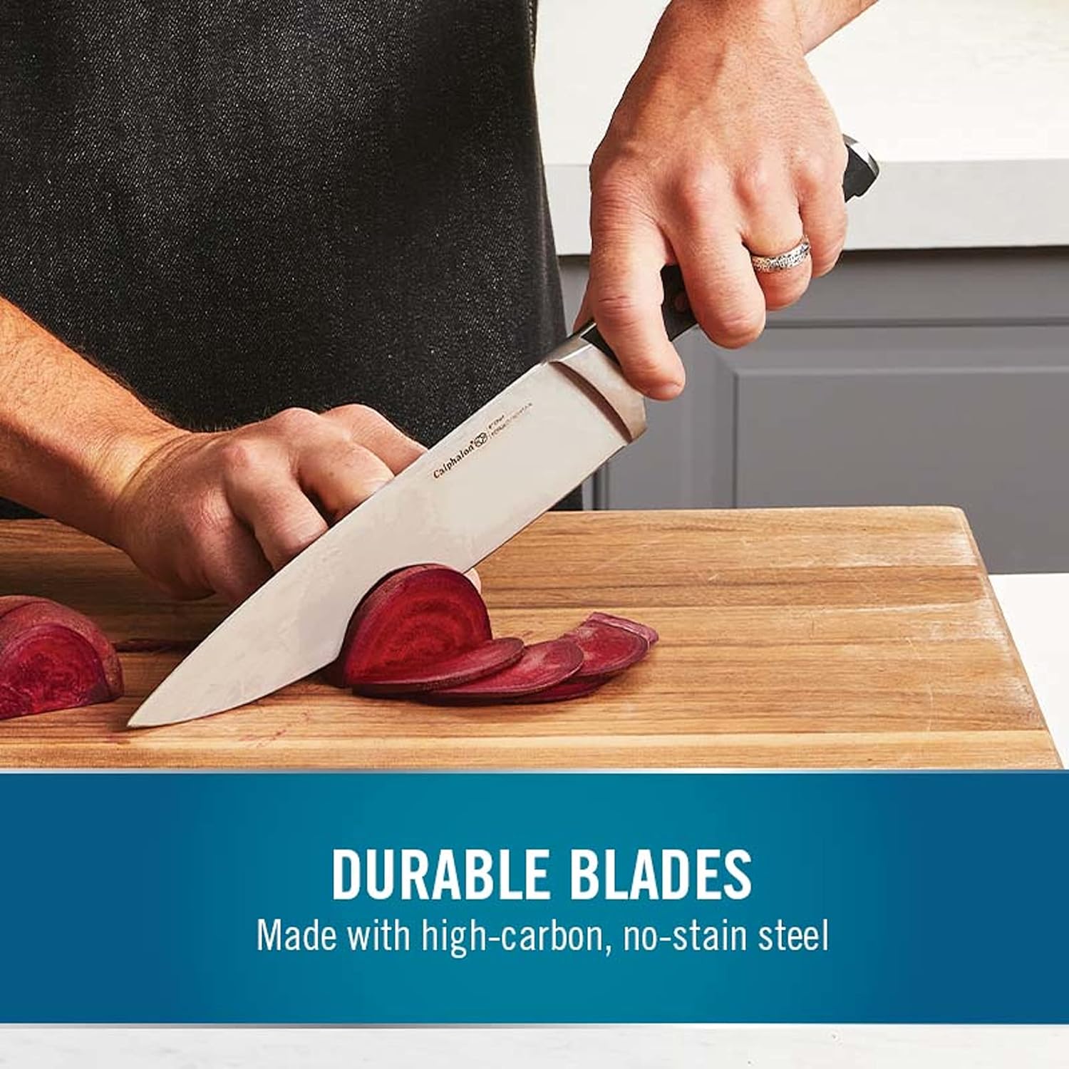 Calphalon Kitchen Knife Set with Self-Sharpening Block Sharp for Life