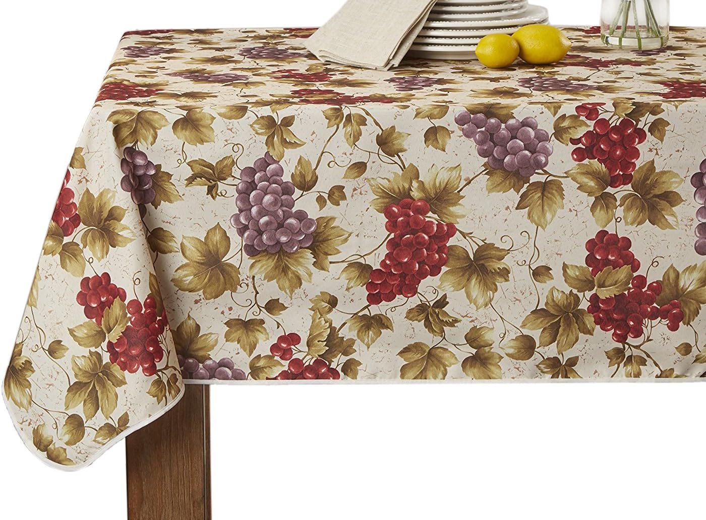 Violet Linen European Vineyard Tablecloth Beige 60 x 102