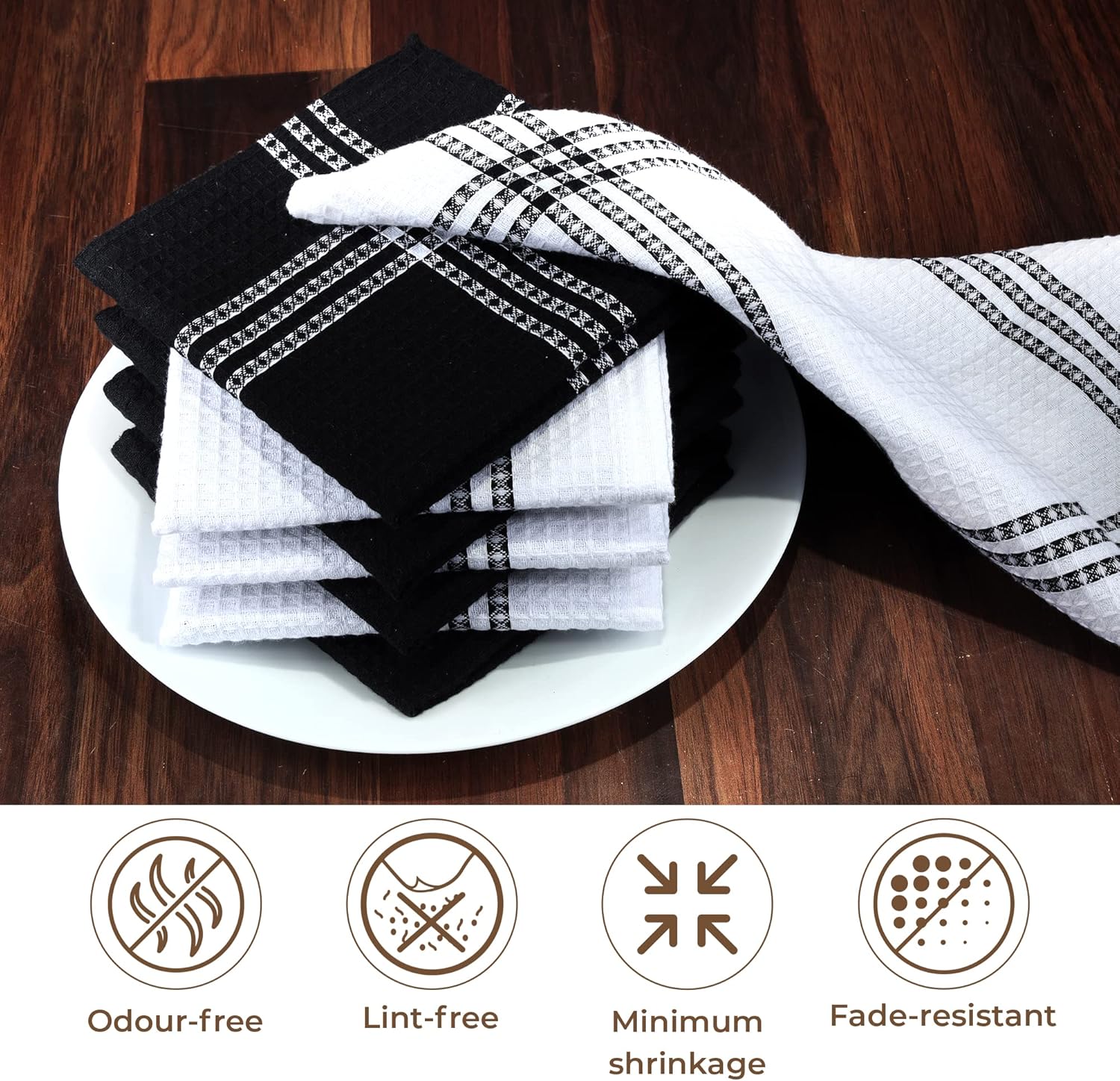Urban Villa Cotton Dish Cloth Set of 8 12x12 Waffle Towels