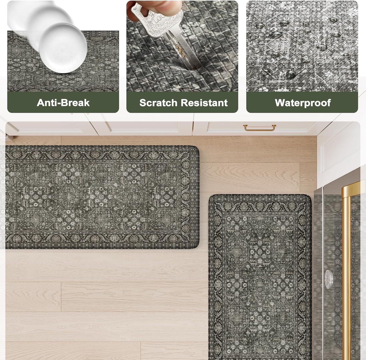 2-Piece Anti-Fatigue Kitchen Rugs Set
