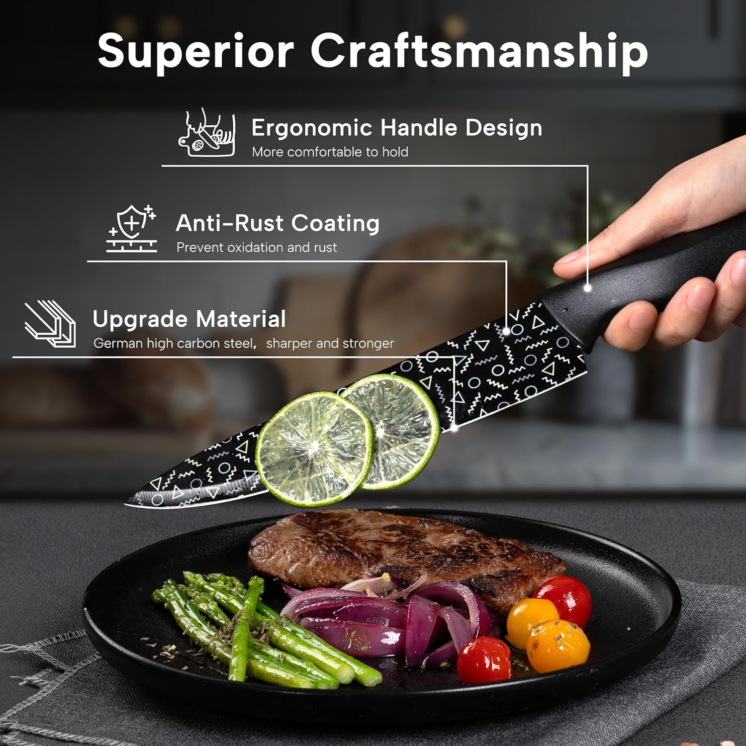 Astercook 15-Piece Knife Set with Built-in Sharpener