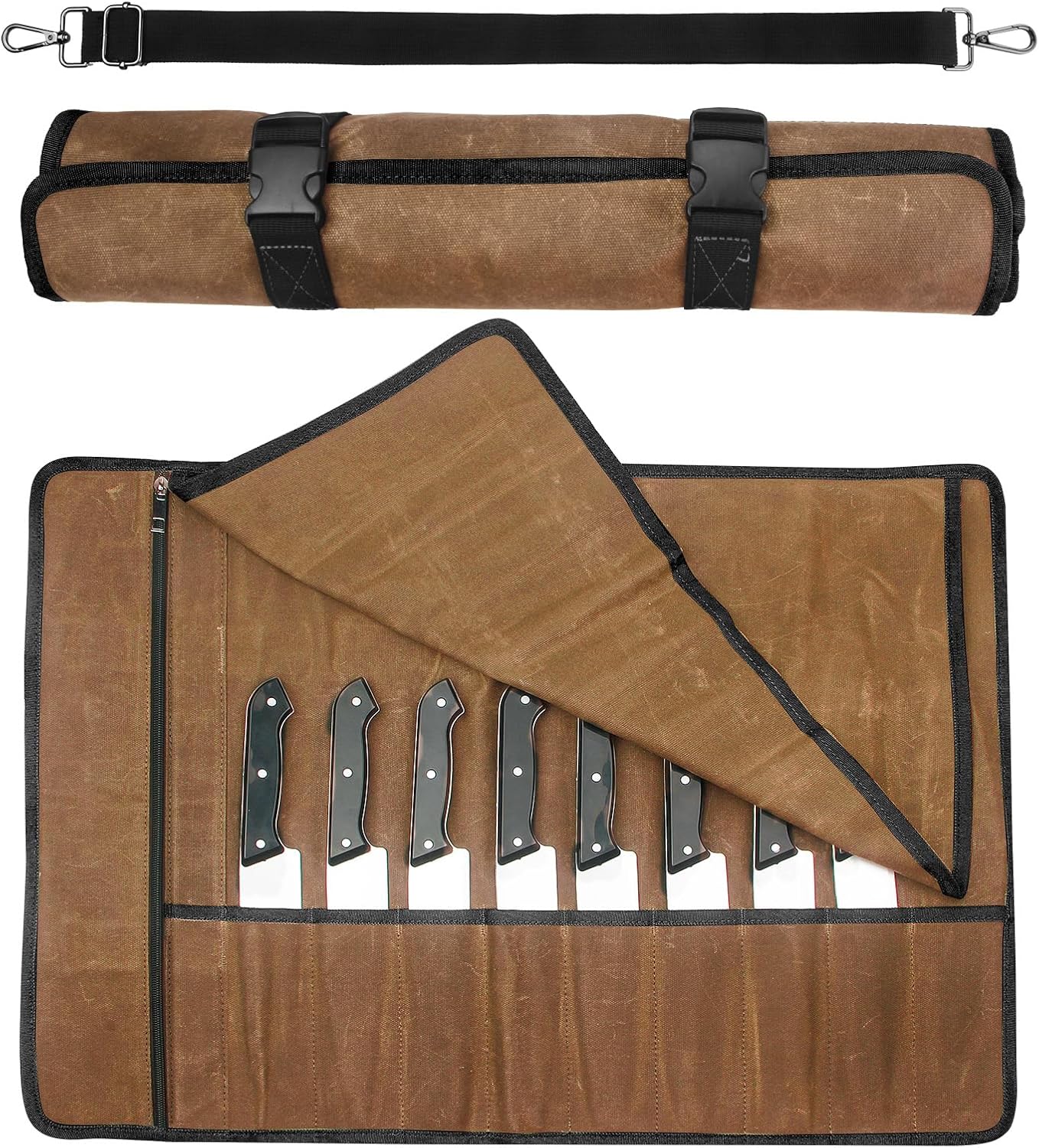 QEES Waxed Canvas Chef Knife Bag