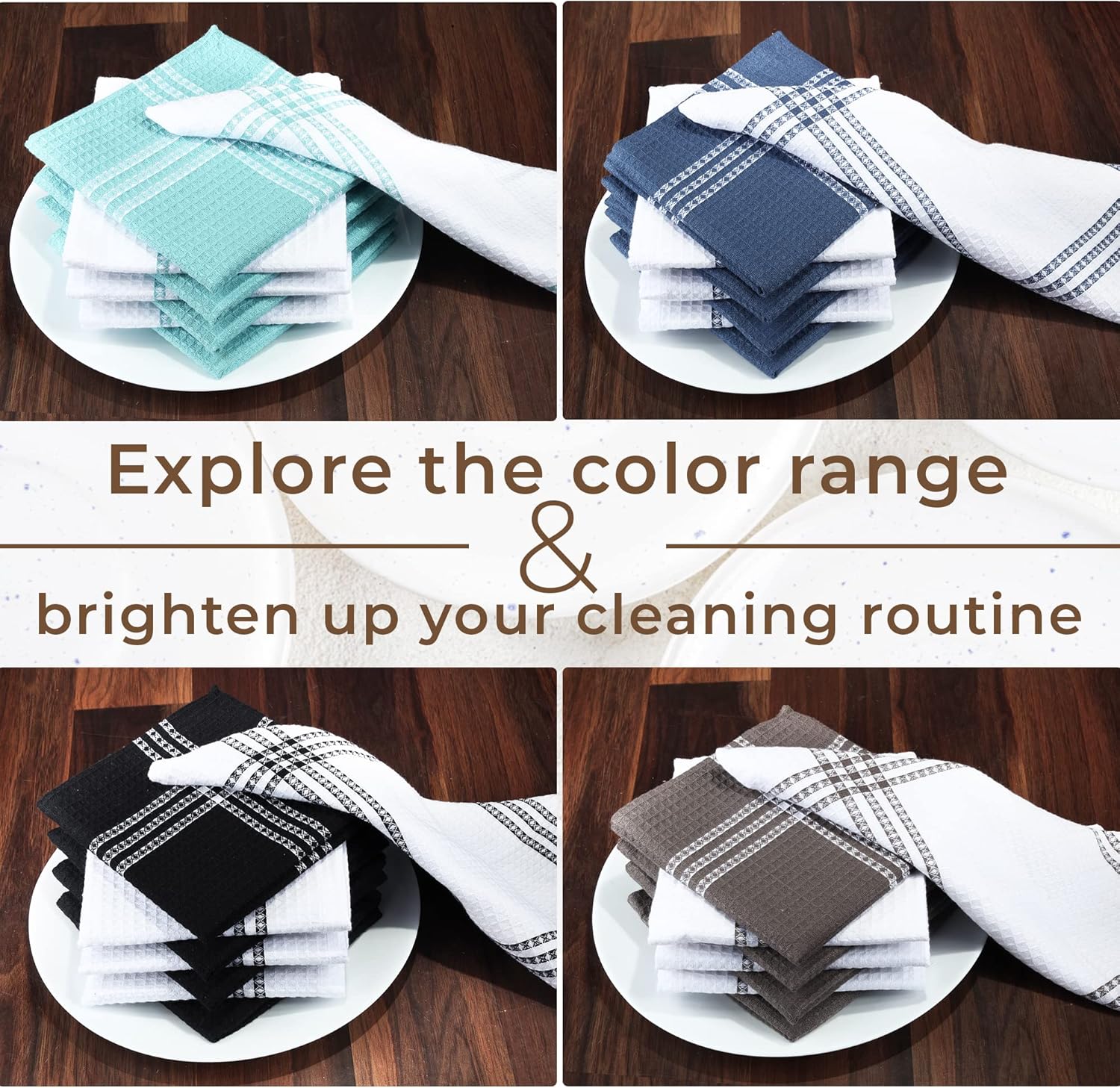Urban Villa Cotton Dish Cloth Set of 8 12x12 Waffle Towels