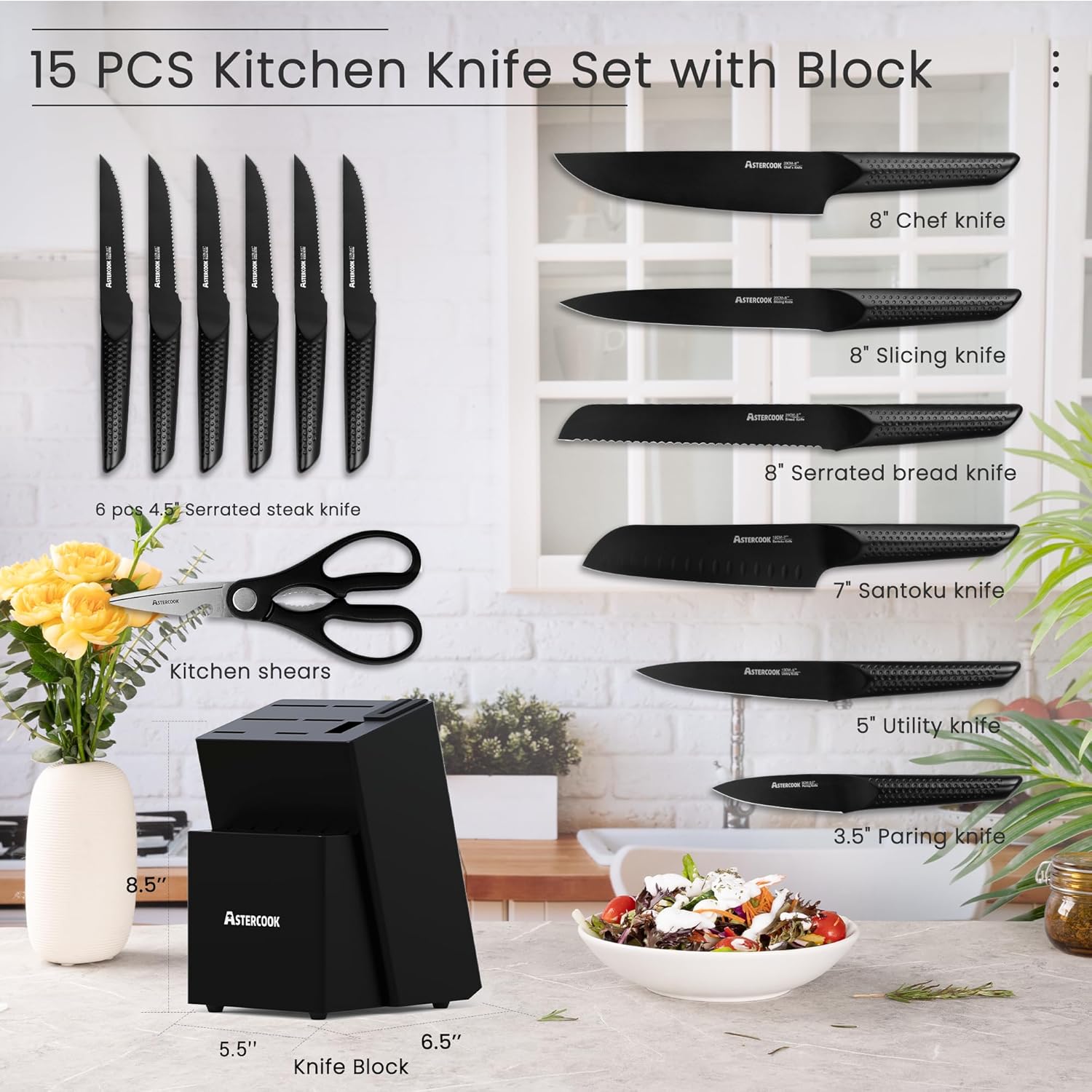 Astercook Premium Knife Set Transform Your Kitchen with 15-Piece Collection