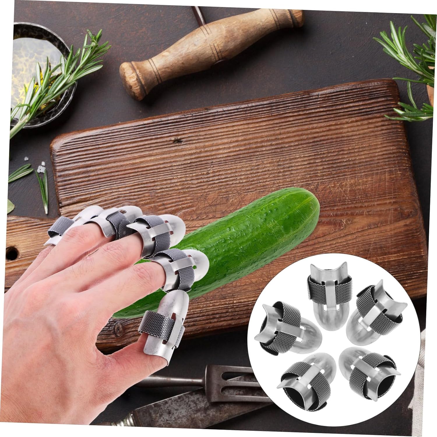 Childweet 5-Piece Stainless Steel Finger Guards for Kitchen Safety