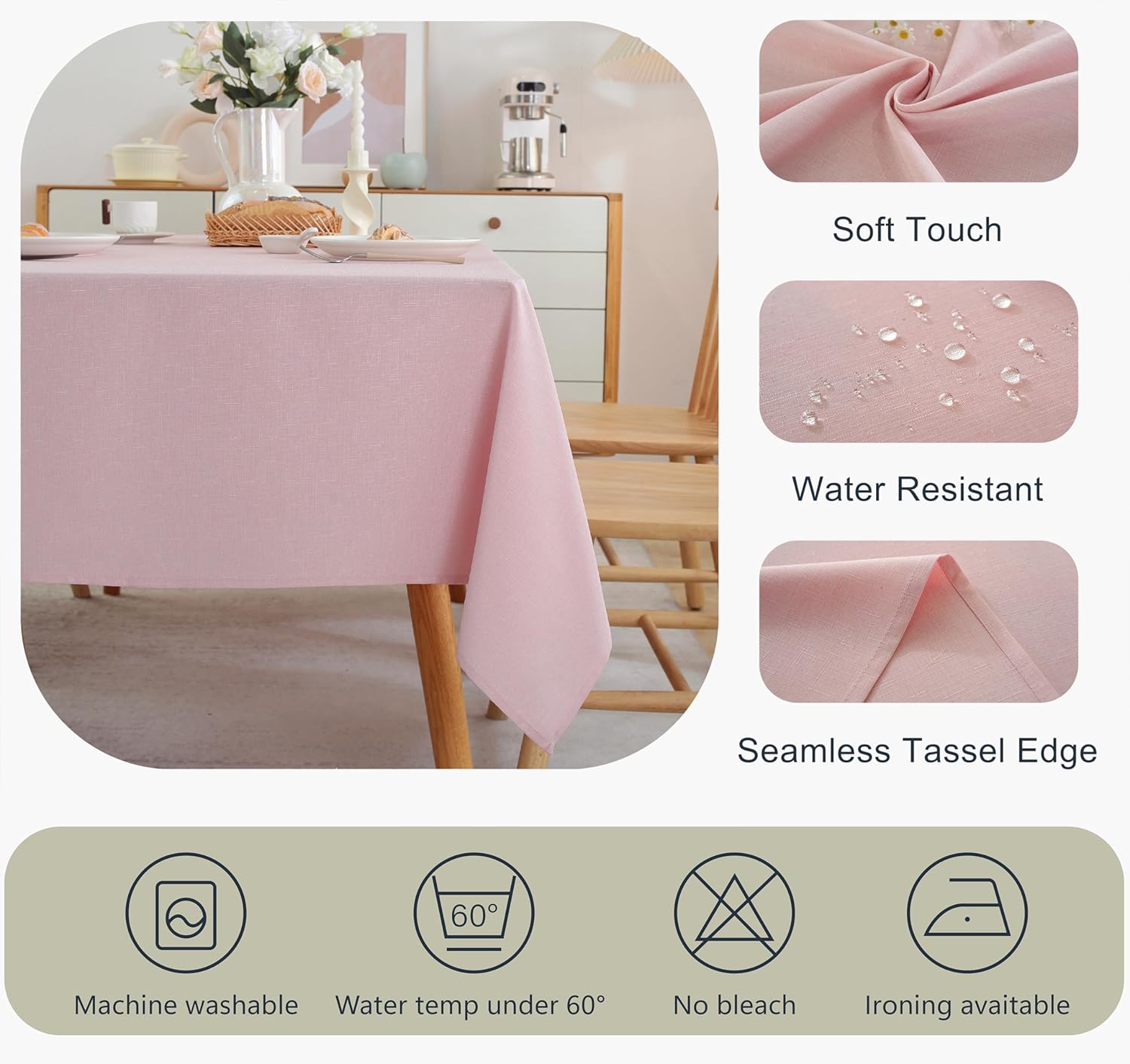 Alsoo Light Pink 60x90 Rectangle Table Cloth