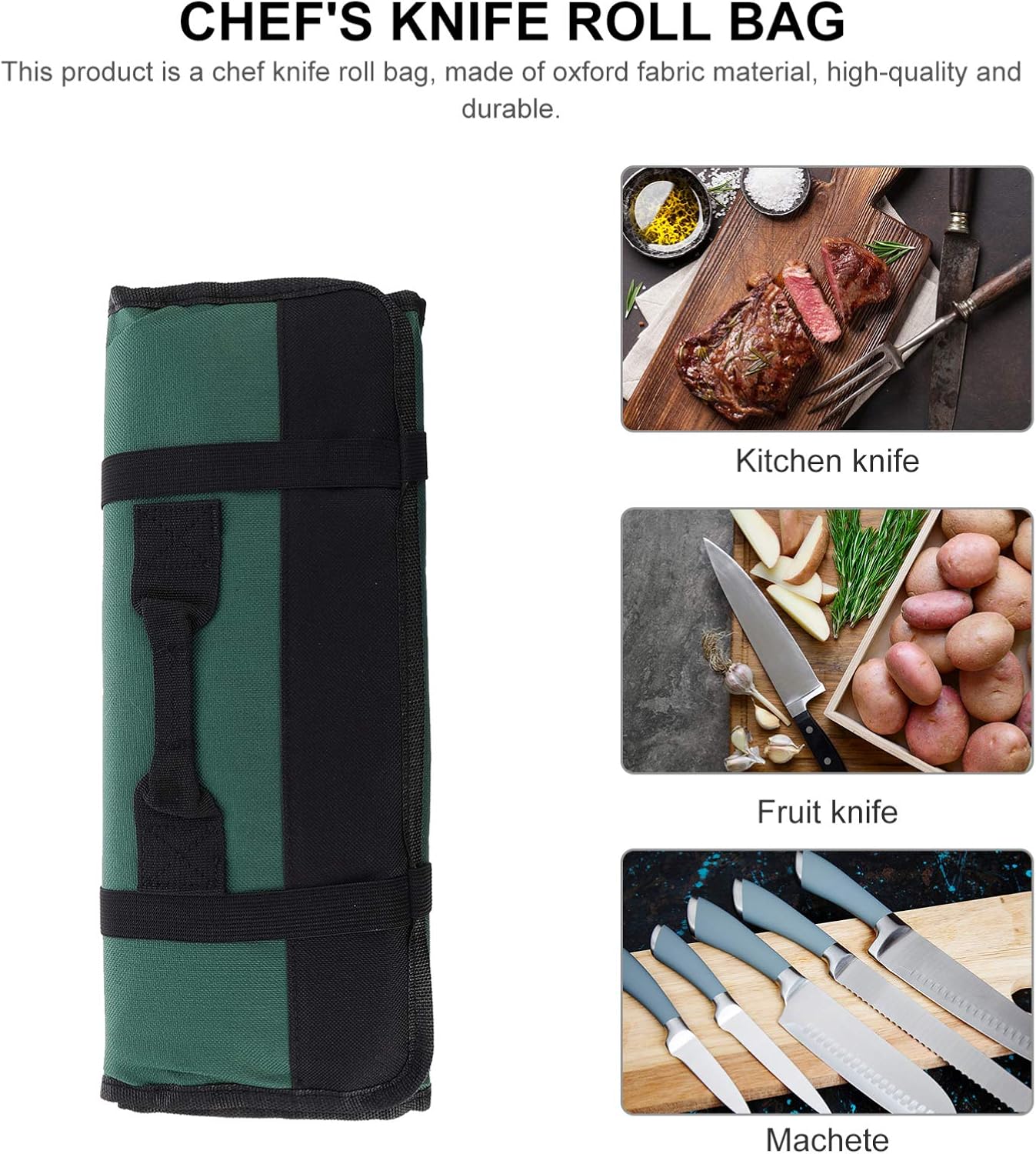 22-Piece Chef Knife Roll Bag with Carry Handle