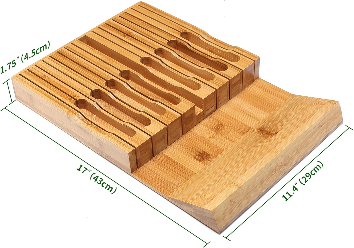 VaeFae In-Drawer Knife Block Bamboo Knife Organizer for 16 Knives Sharpener