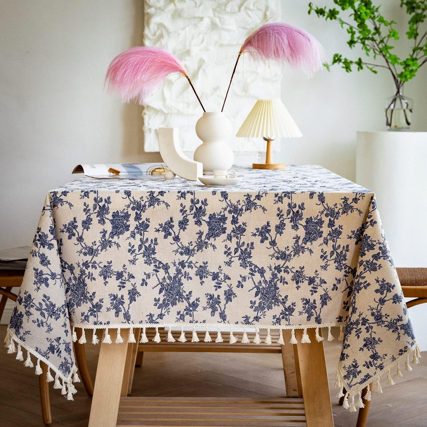 French Rose Tassel Tablecloth 55x102 inches Coordinate Your Kitchen Dining Kennedy Collection