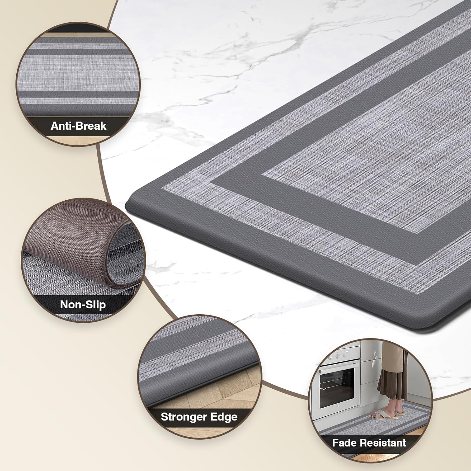 LuxStep Kitchen Mat Set - Durable Comfortable Kitchen Rugs for Home Office