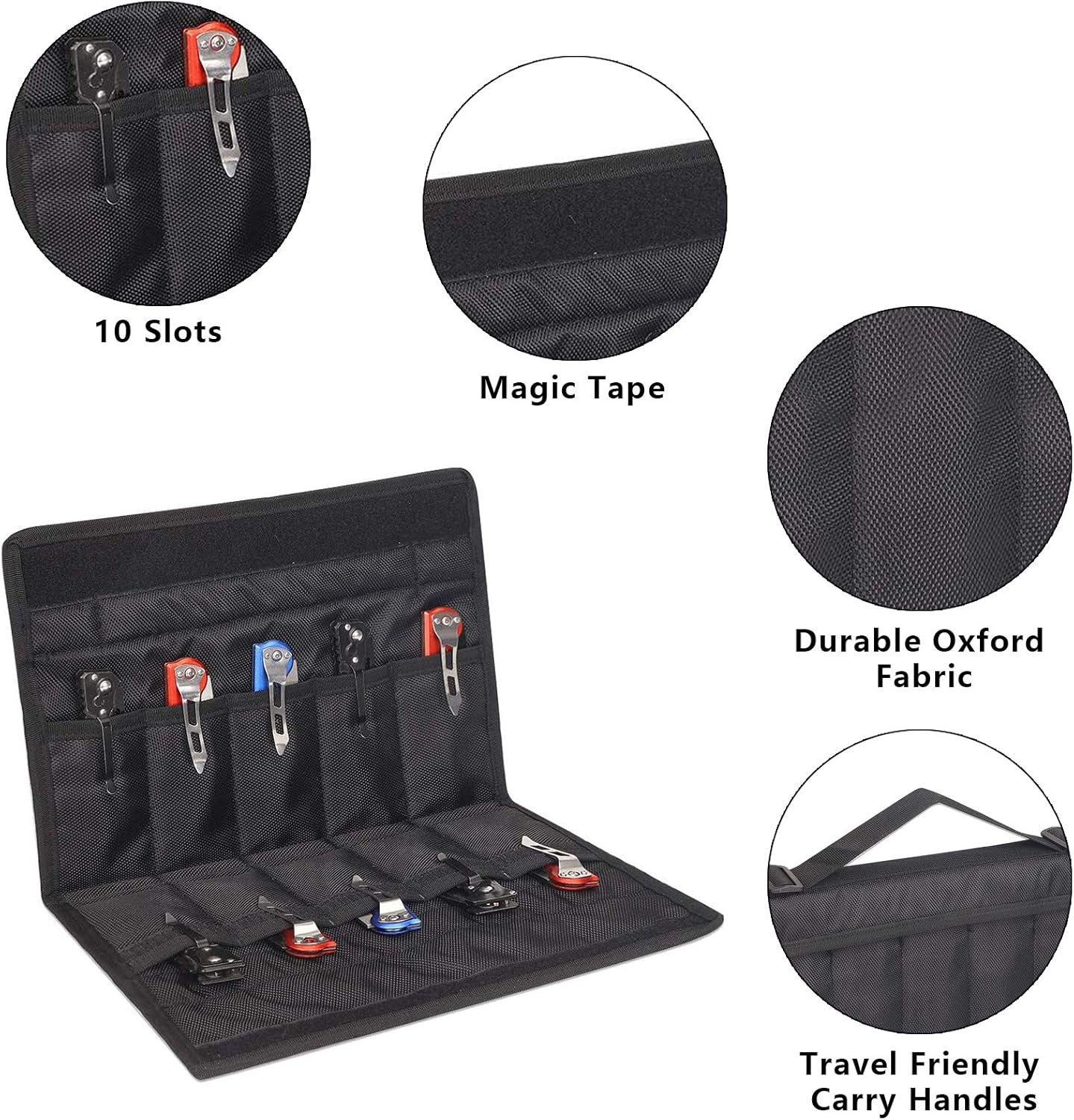 10-Pockets Knife Case for Butterfly Knives Folding Knives and Survival Tools