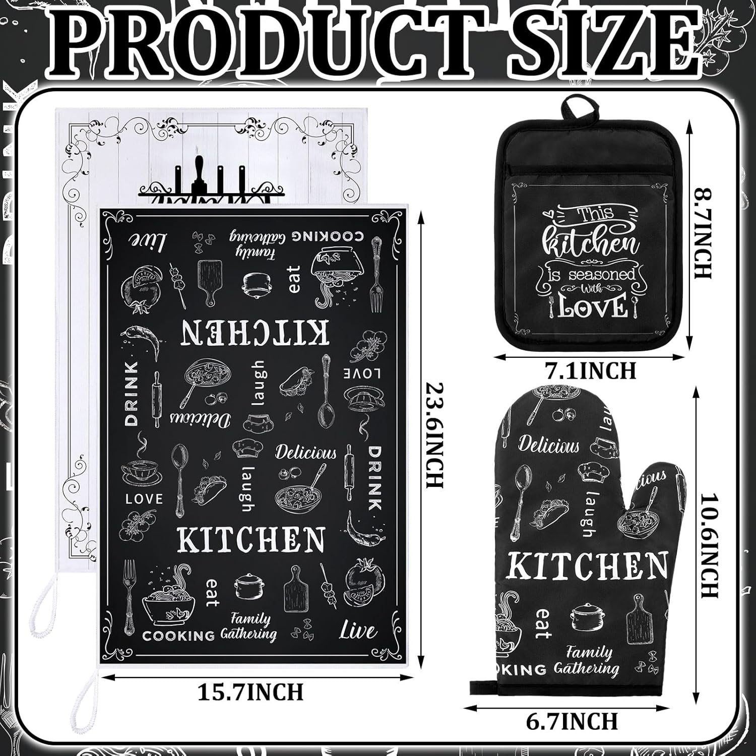 Leinuosen 6 Piece Farmhouse Oven Mitt Set
