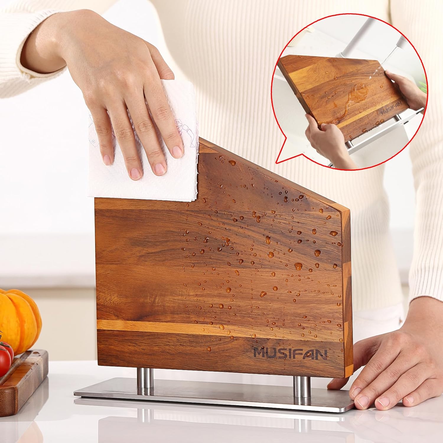 Magnetic Knife Block wStrong suction no knives for Kitchen Organizer