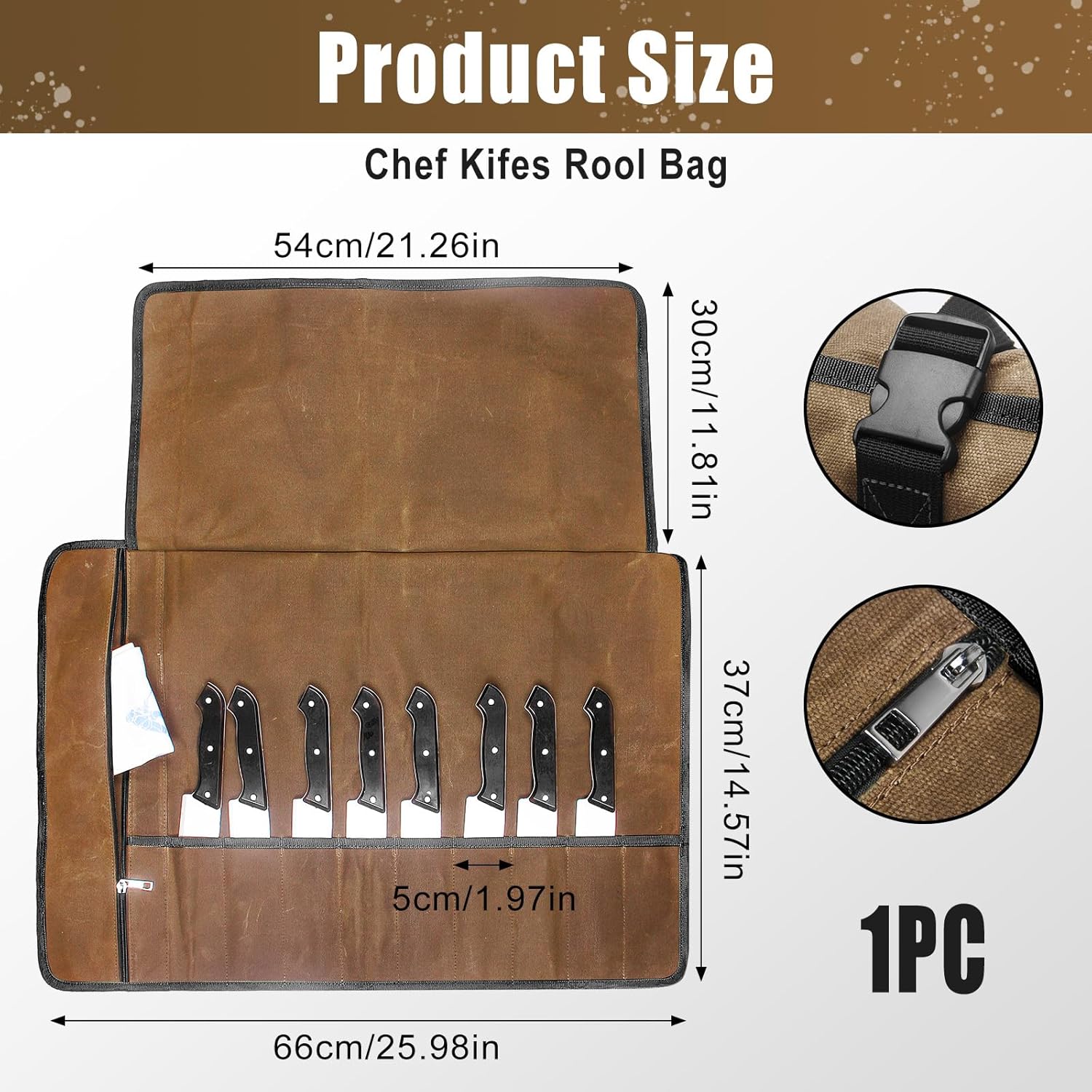 QEES Waxed Canvas Chef Knife Bag
