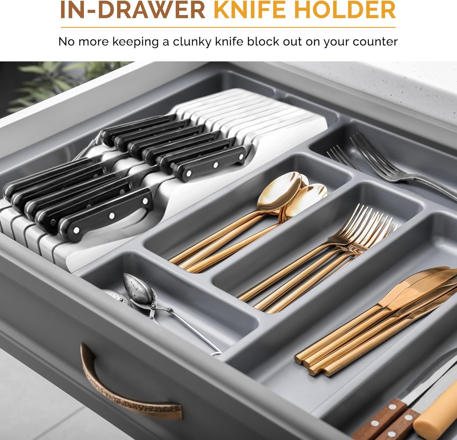 Bamboo Knives Block Organizer