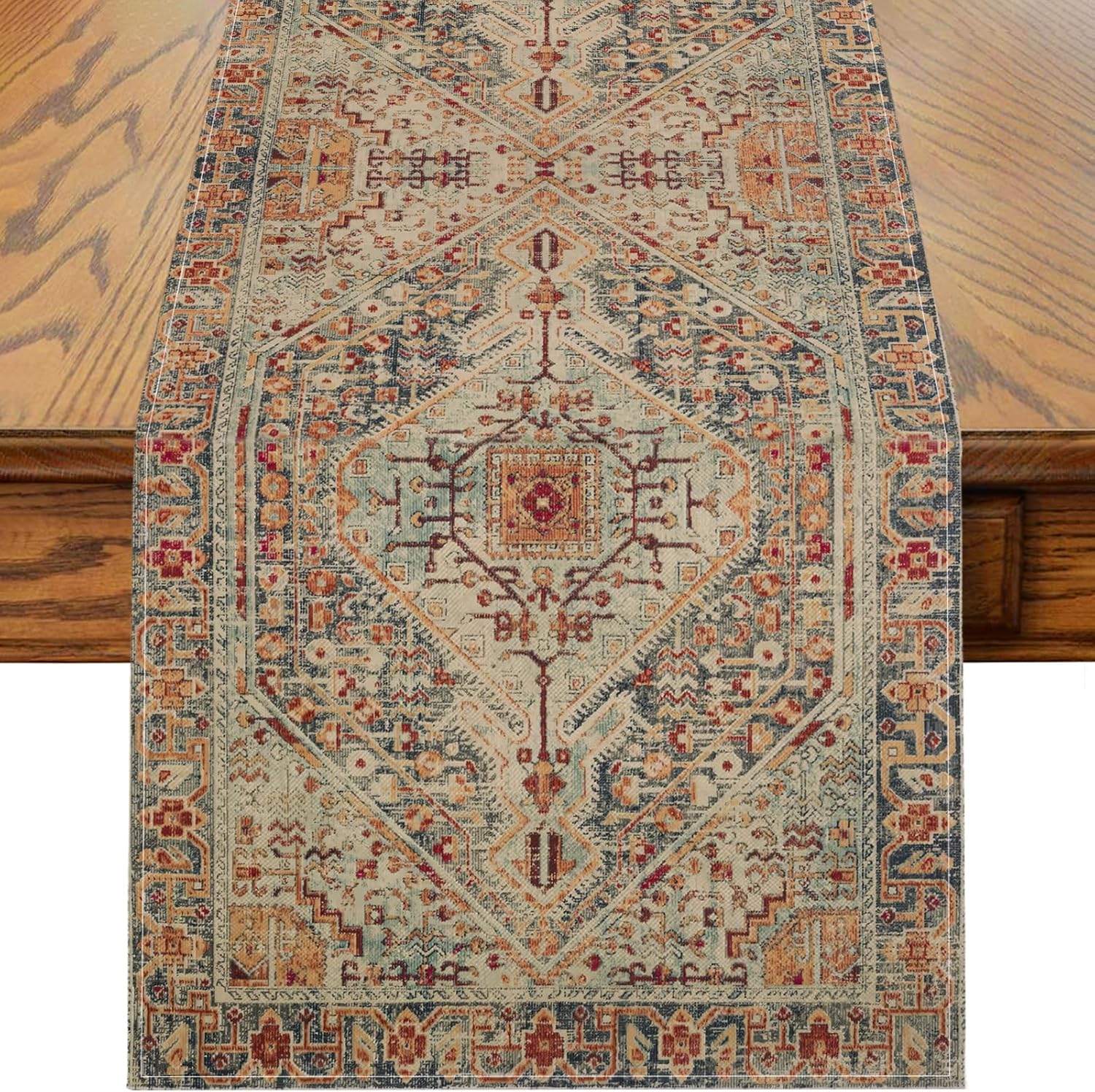 Dusty Blue Table Runner Vintage Farmhouse Style