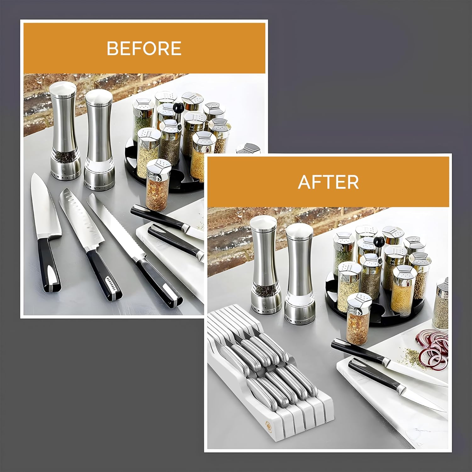 Bamboo Knives Block Organizer