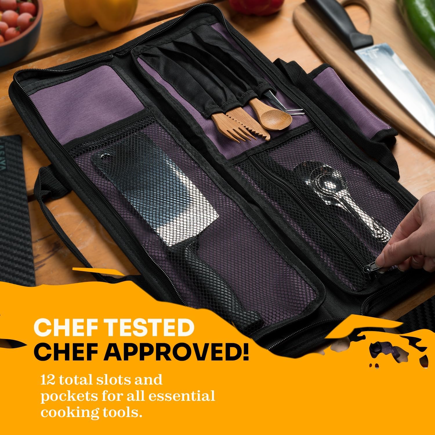 Asaya Chef Knife Roll Bag - 12 Pockets