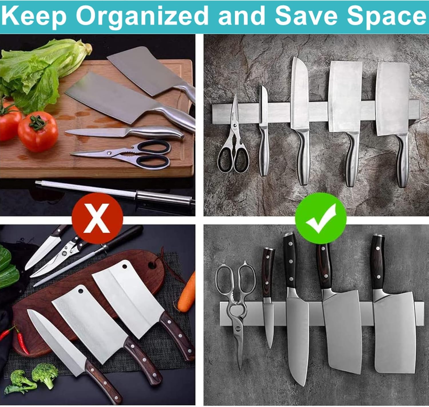 CtrlAltSlice - Magnetic Knife Holder wStrong Detent Perfect forOrganization Clean Storage