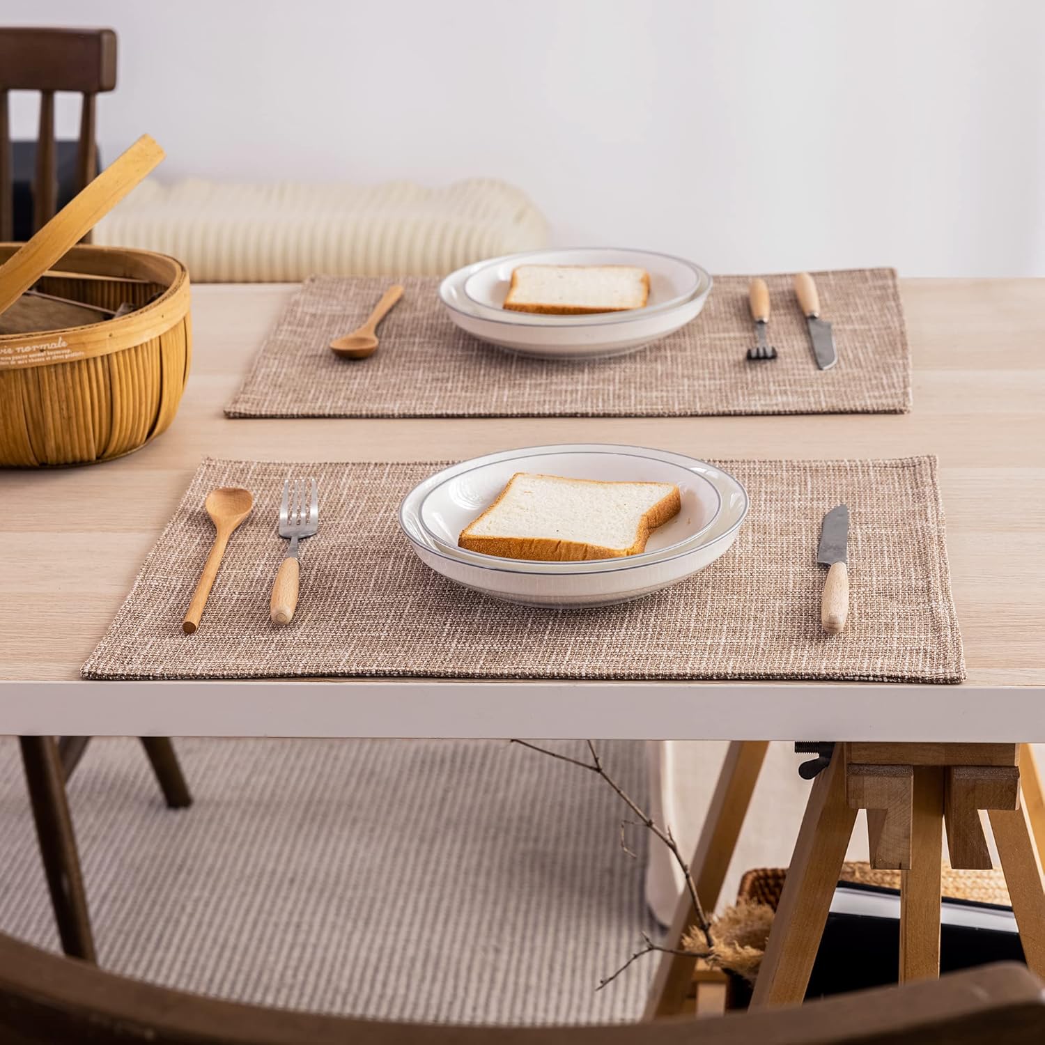 Natural Linen Kitchen Place Mats Heat Resistant